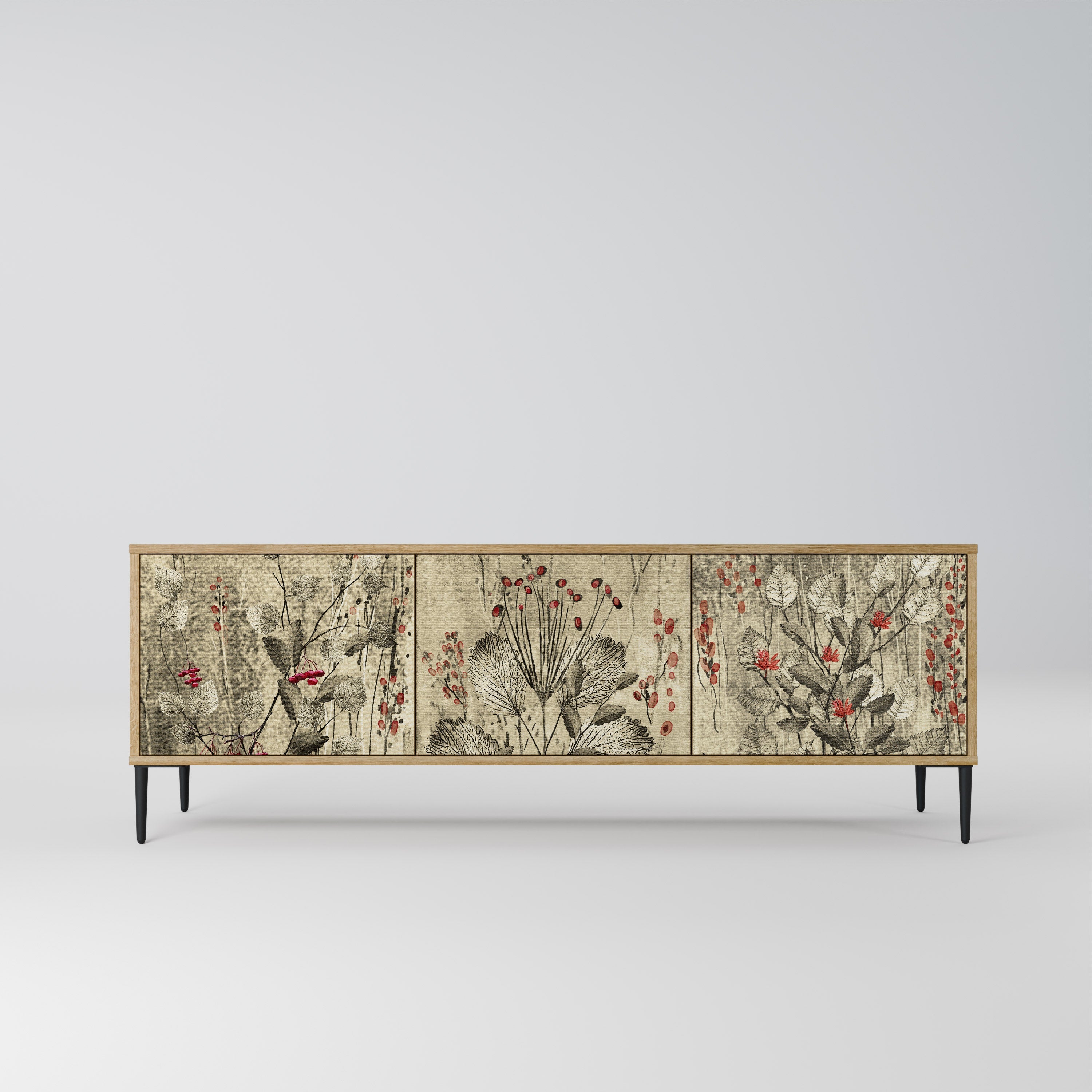 HERBAL GRACE Móvel de TV com 3 Portas em Efeito Carvalho