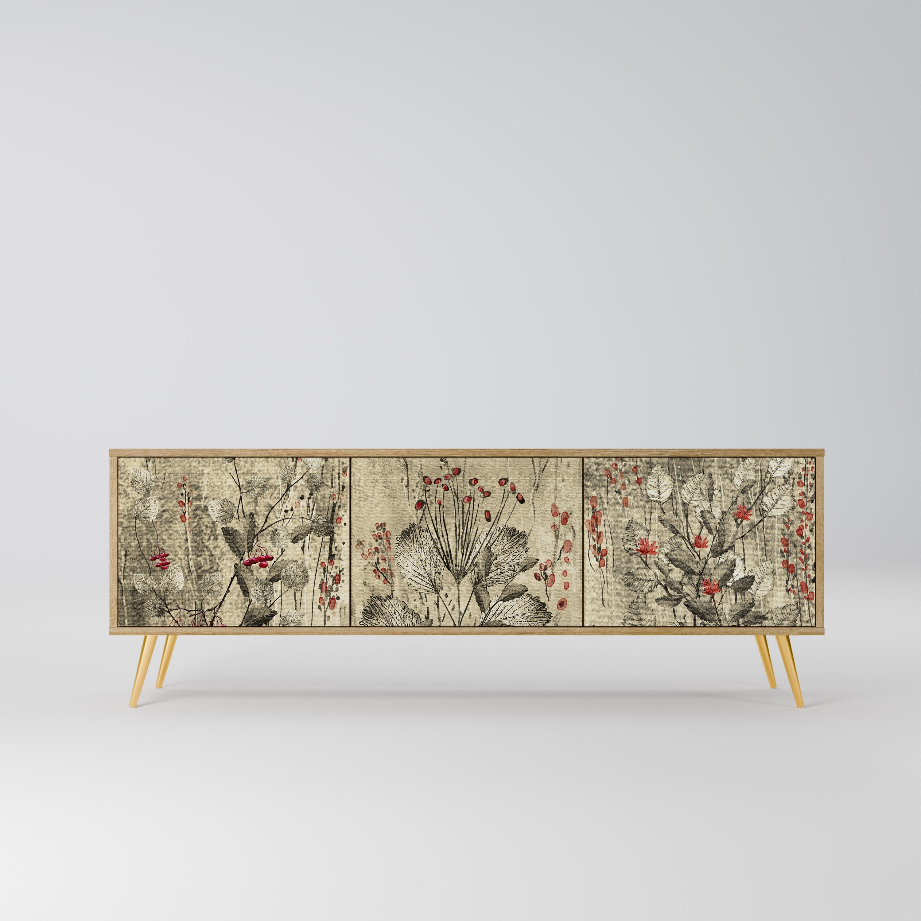 HERBAL GRACE Móvel de TV com 3 Portas em Efeito Carvalho