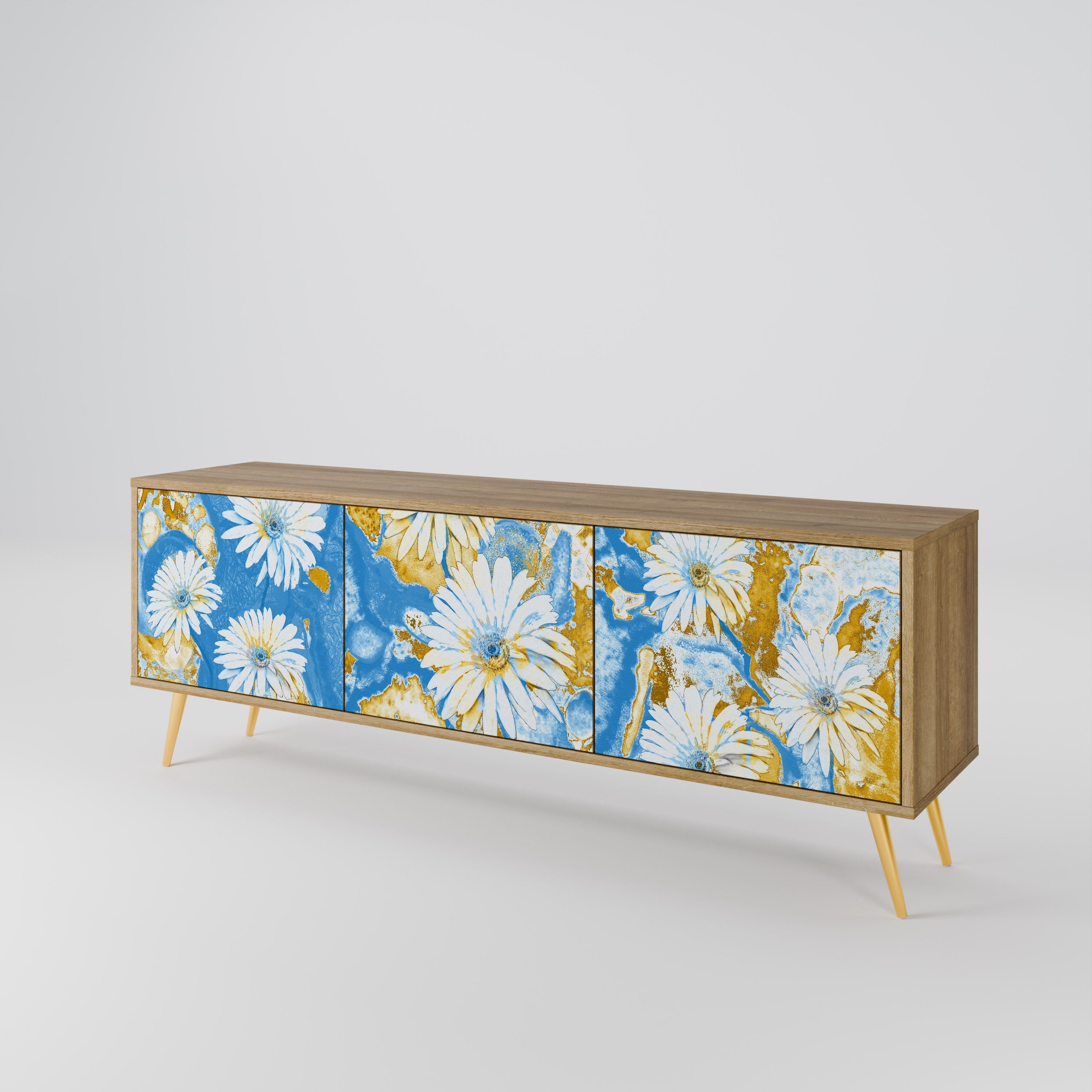 DAISY LUXE Móvel de TV com 3 Portas em Efeito Carvalho