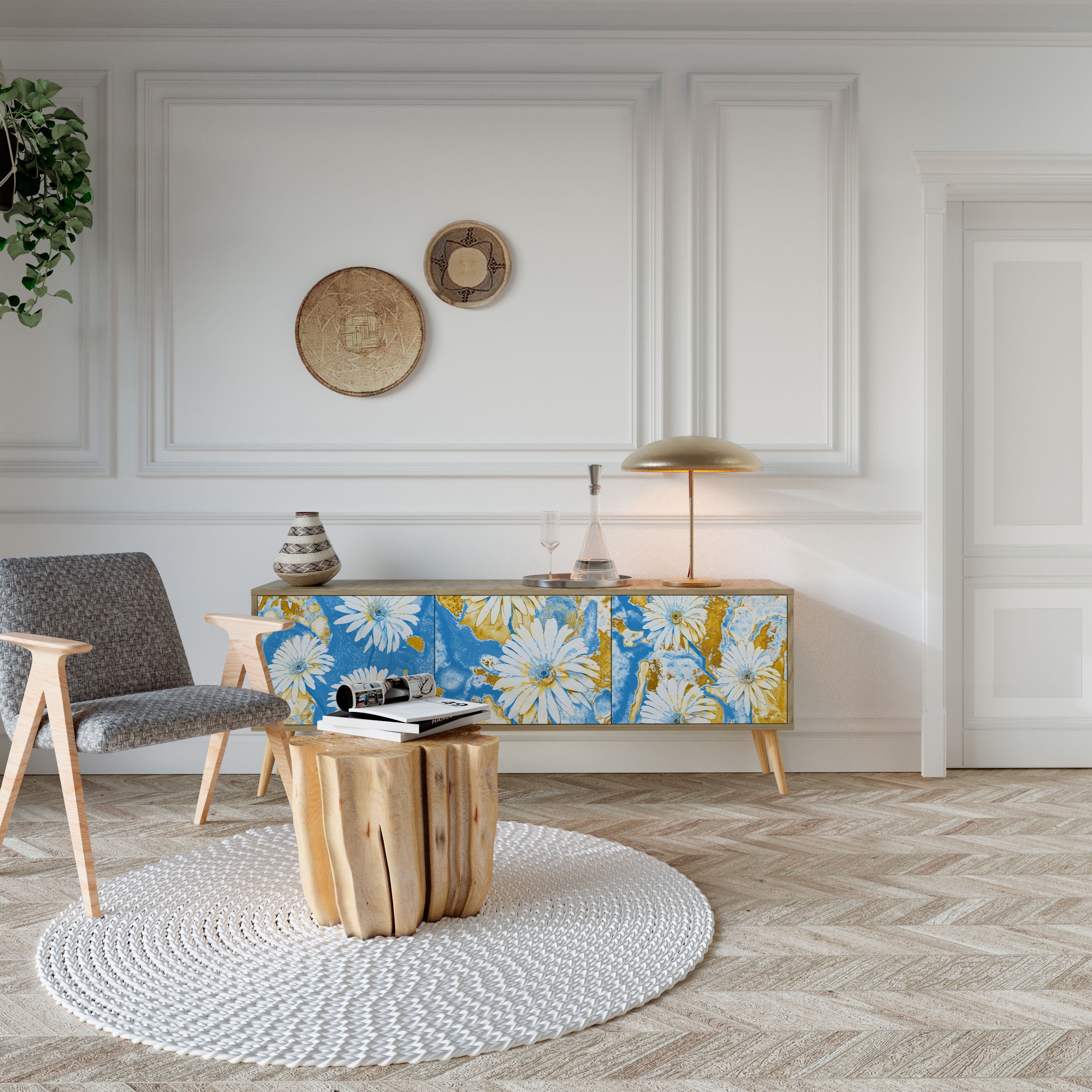 DAISY LUXE Móvel de TV com 3 Portas em Efeito Carvalho