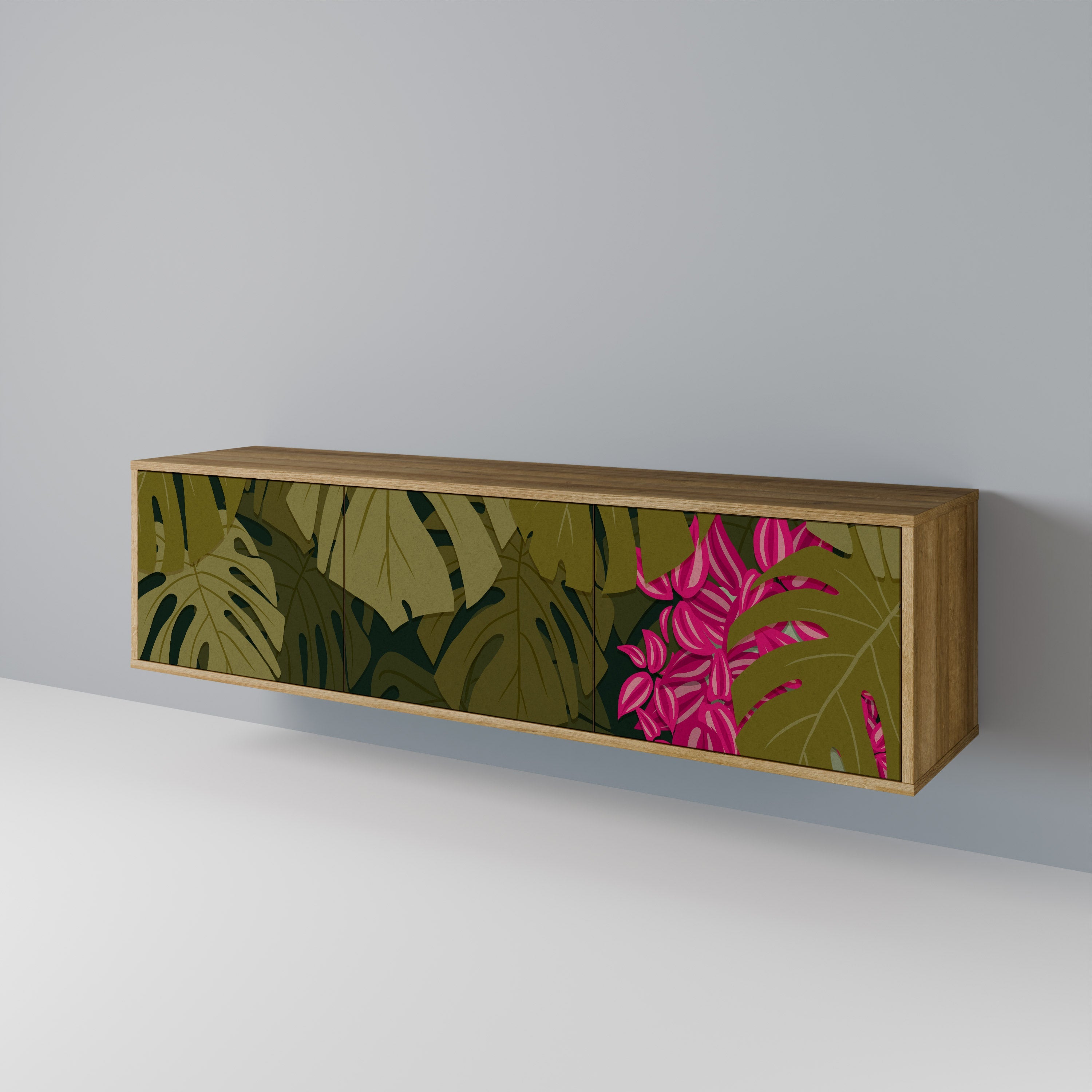 TROPICAL BEAUTY Móvel de TV com 3 Portas em Efeito Carvalho