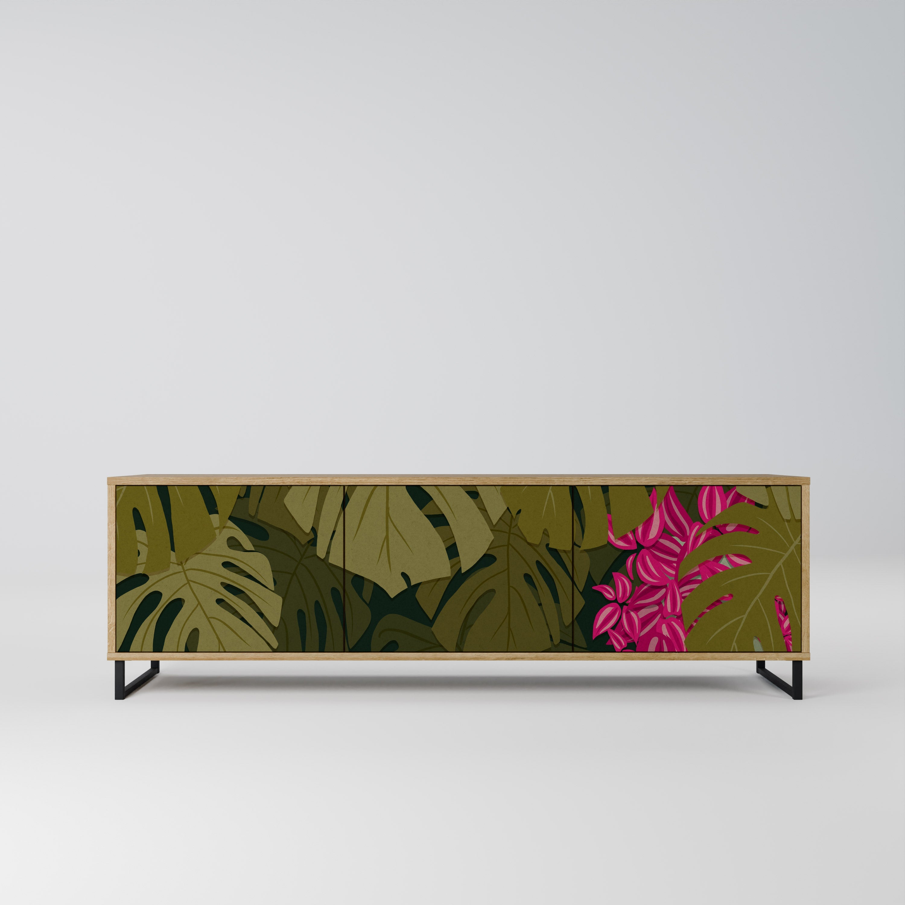 TROPICAL BEAUTY Móvel de TV com 3 Portas em Efeito Carvalho