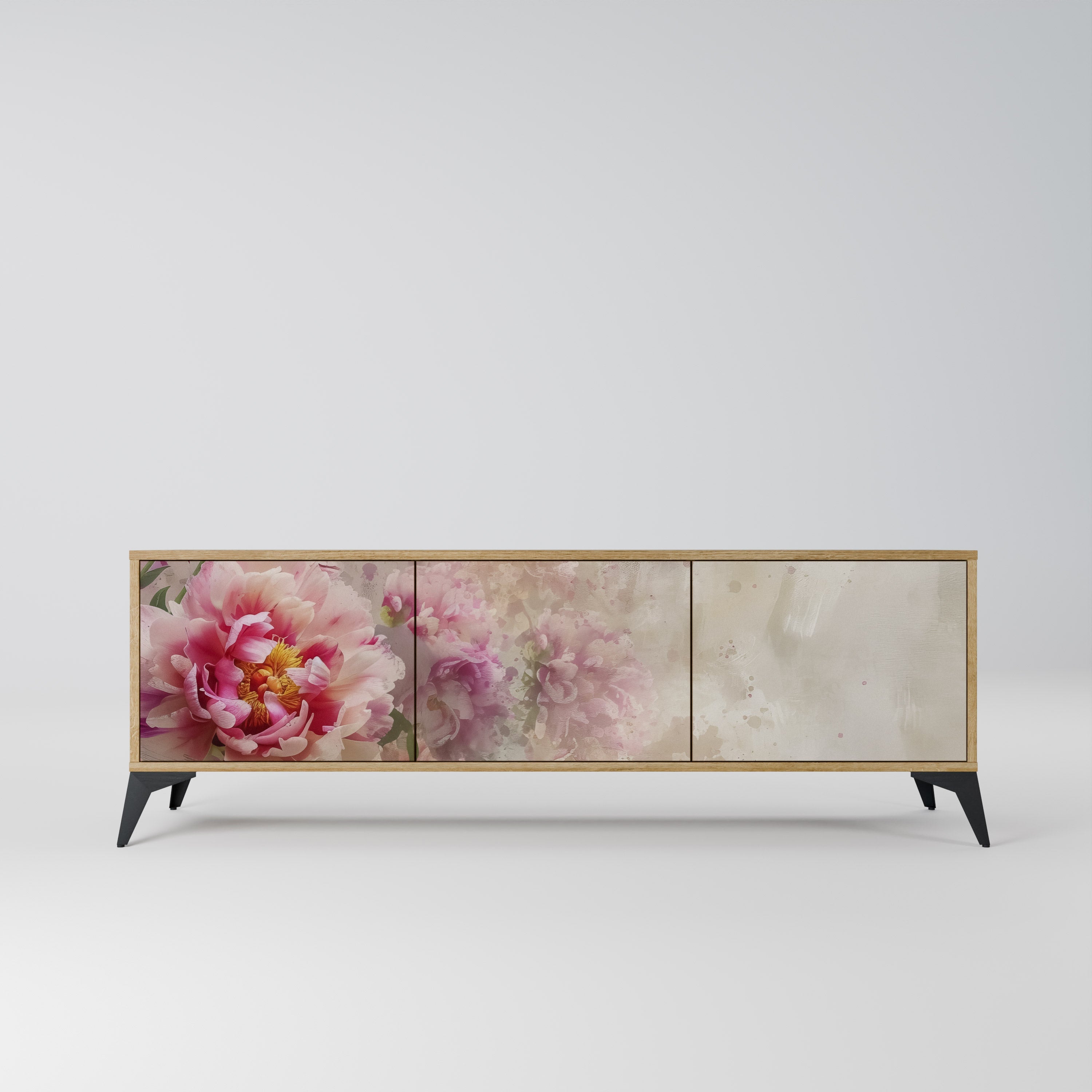 PEONY WHISPER Móvel de TV com 3 Portas em Efeito Carvalho