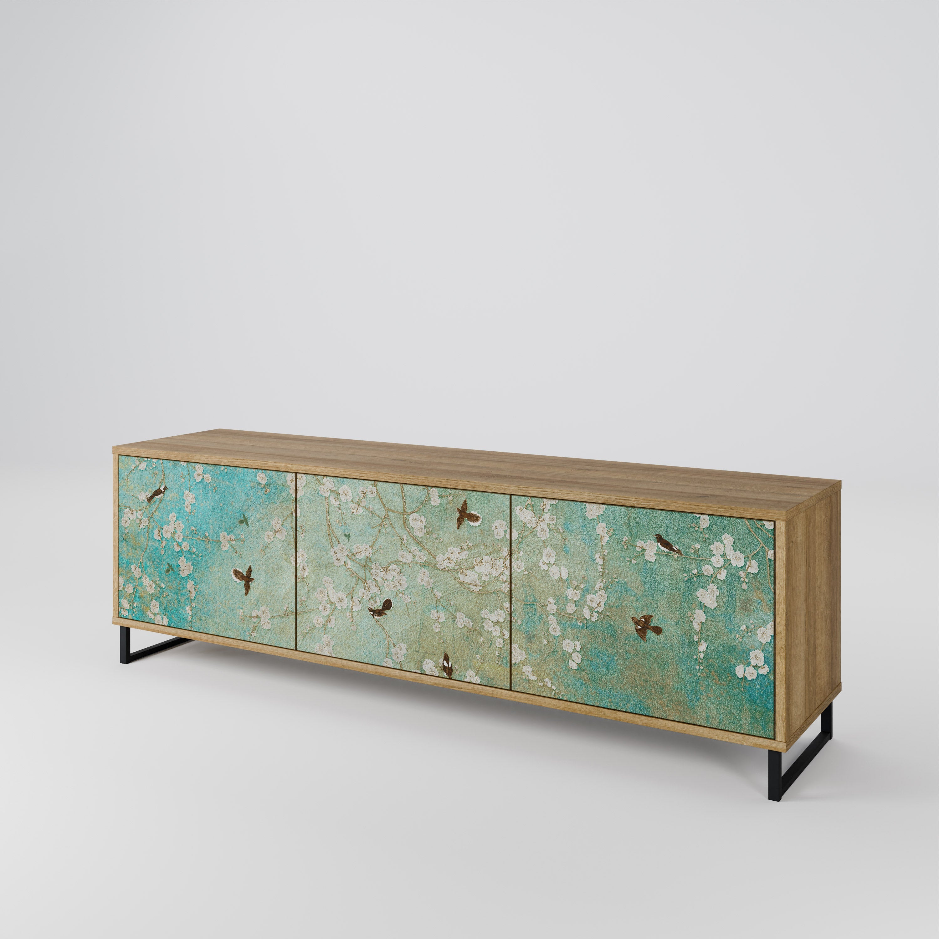 BLOOMING CHARM Móvel de TV com 3 Portas em Efeito Carvalho