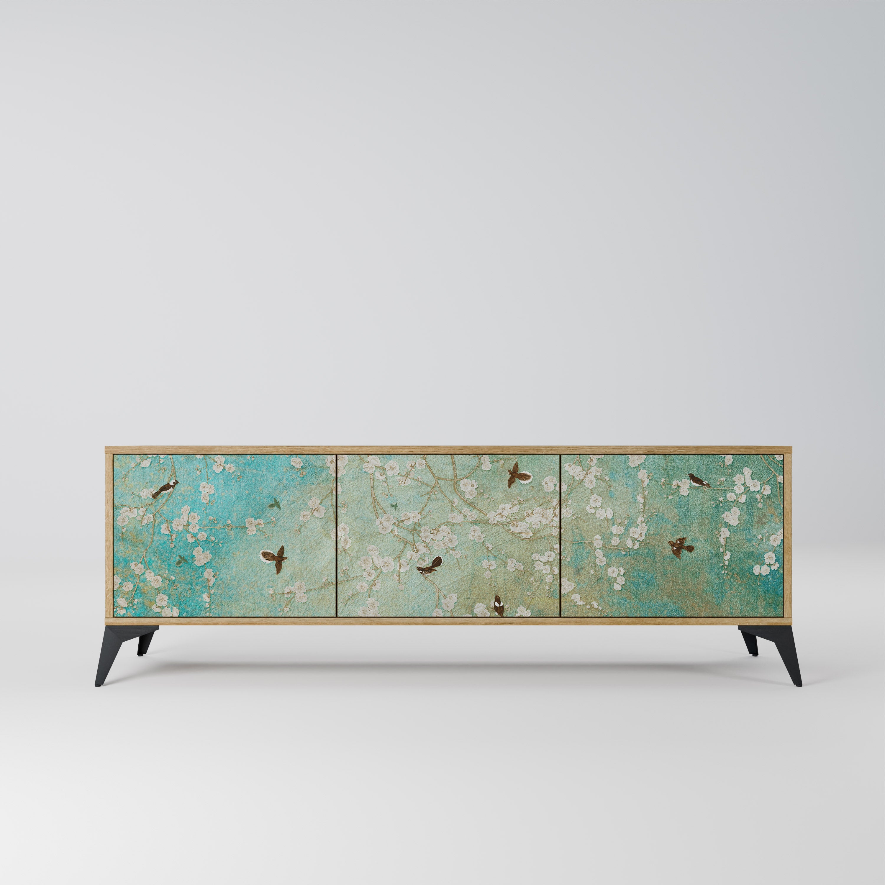 BLOOMING CHARM Móvel de TV com 3 Portas em Efeito Carvalho