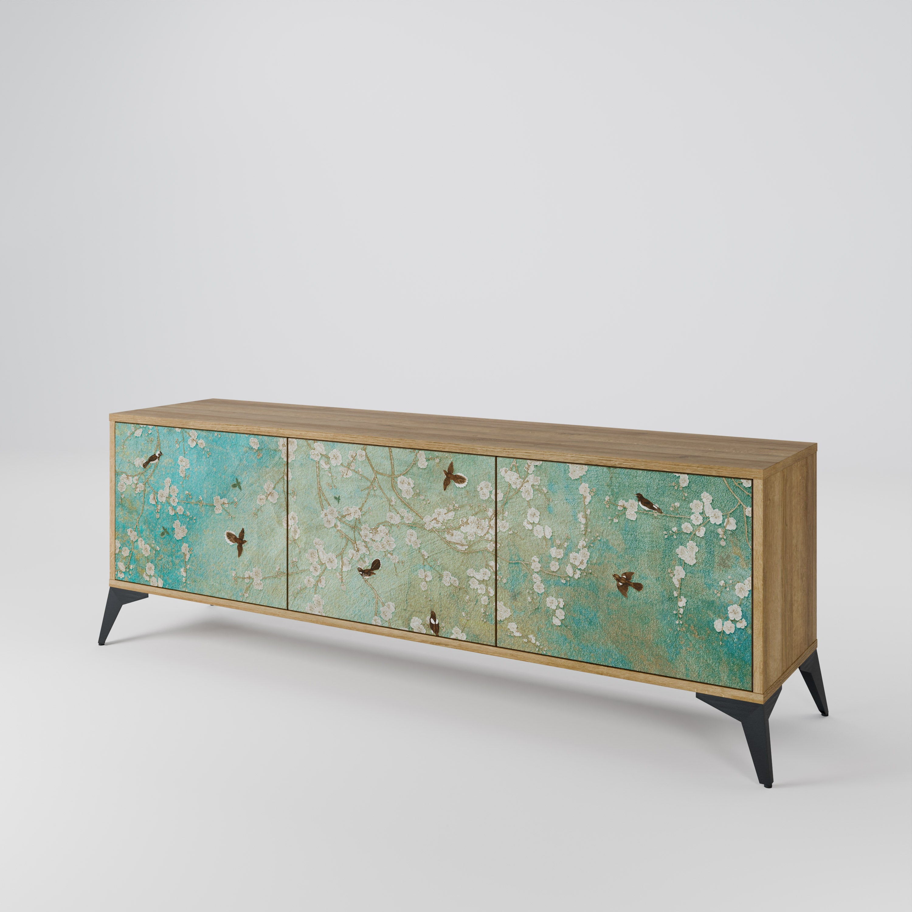 BLOOMING CHARM Móvel de TV com 3 Portas em Efeito Carvalho