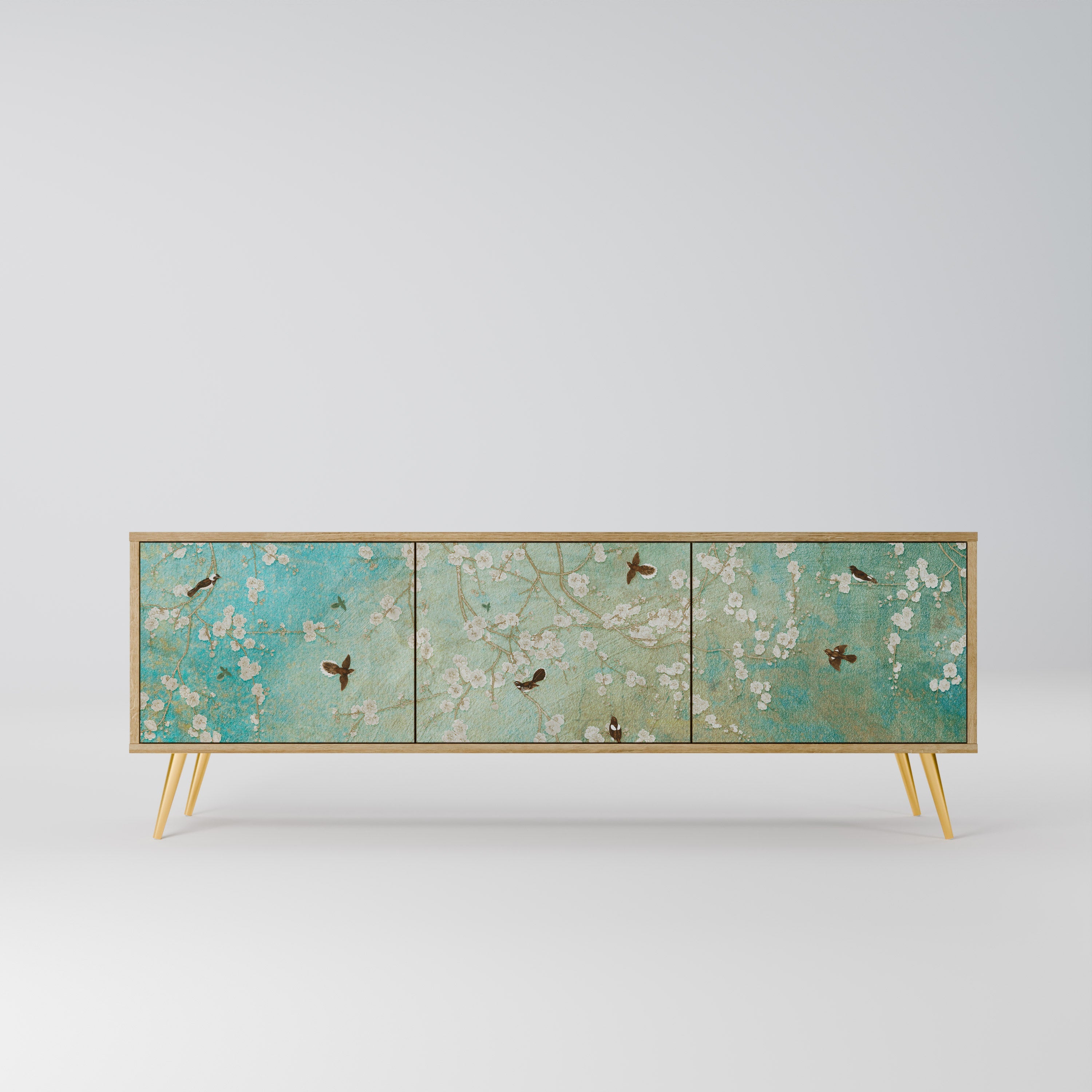 BLOOMING CHARM Móvel de TV com 3 Portas em Efeito Carvalho