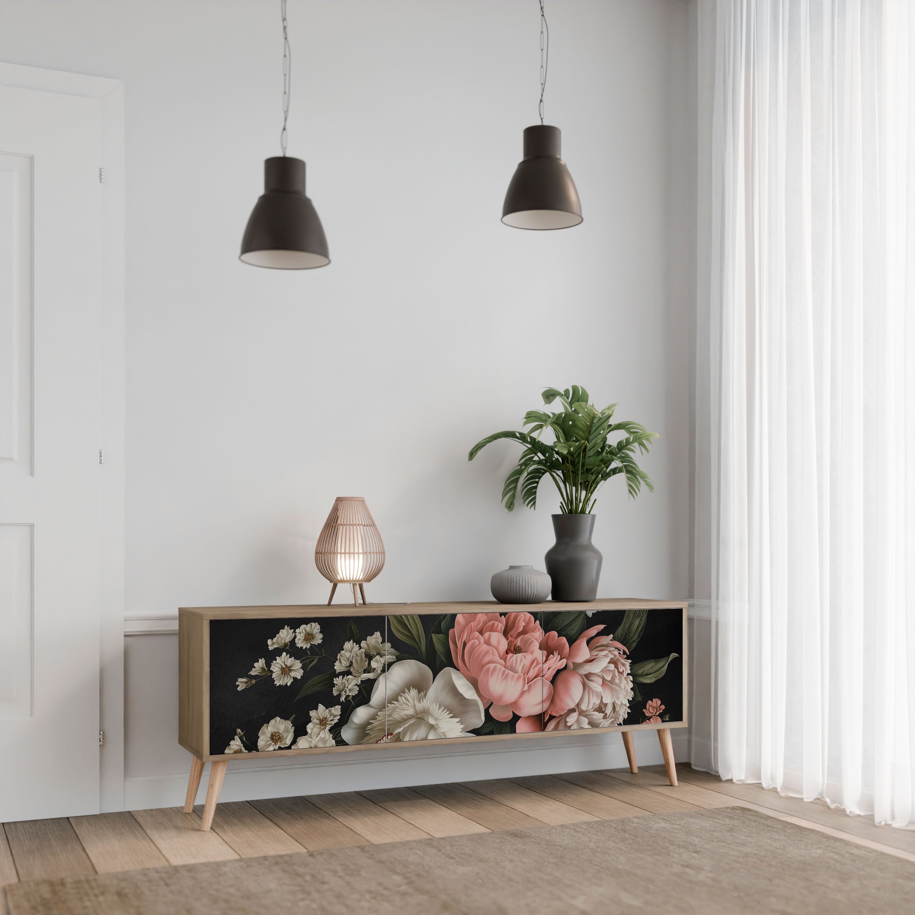 LUSH ELEGANCE Móvel de TV com 3 Portas em Efeito Carvalho