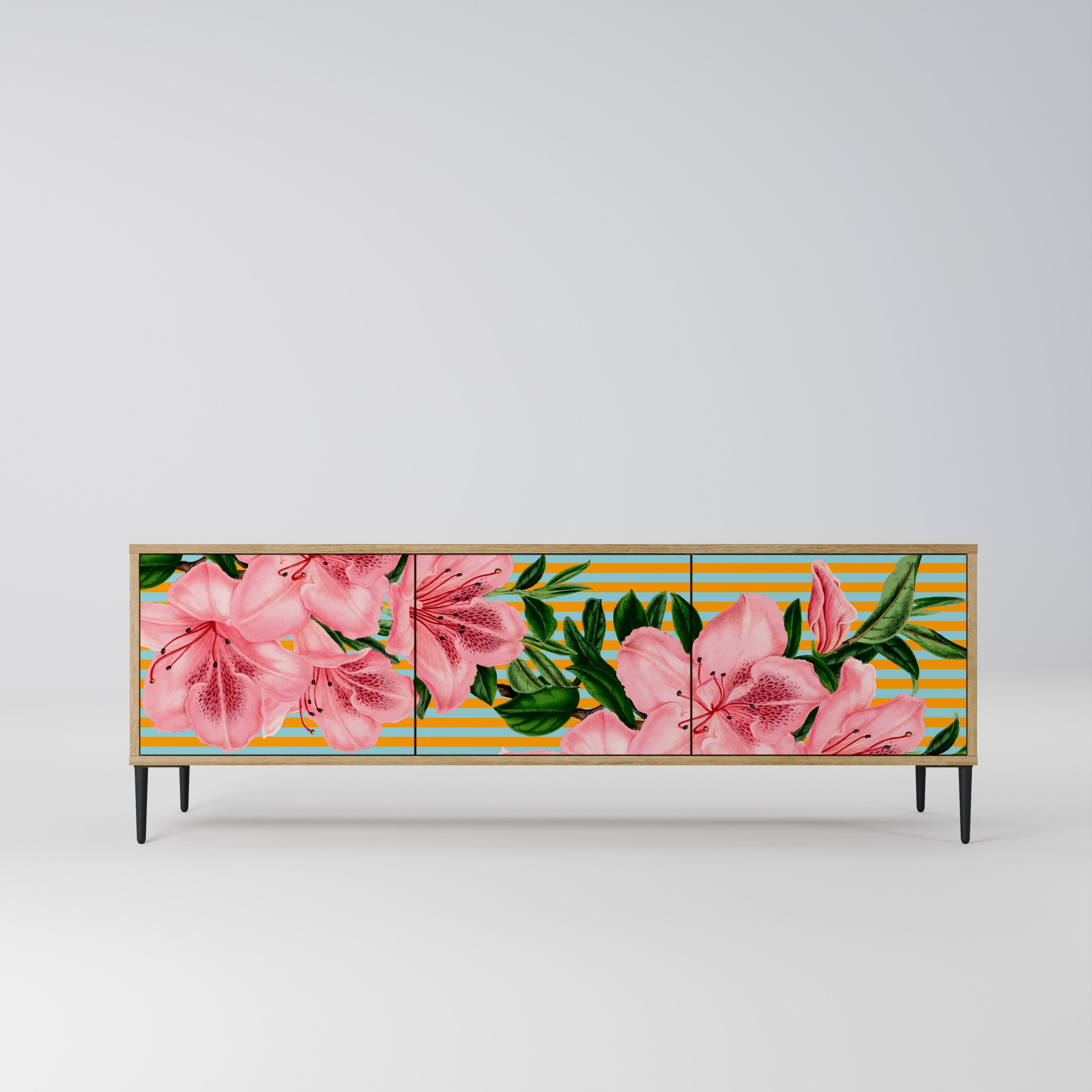 FRAGILE BEAUTY Móvel de TV com 3 Portas em Efeito Carvalho