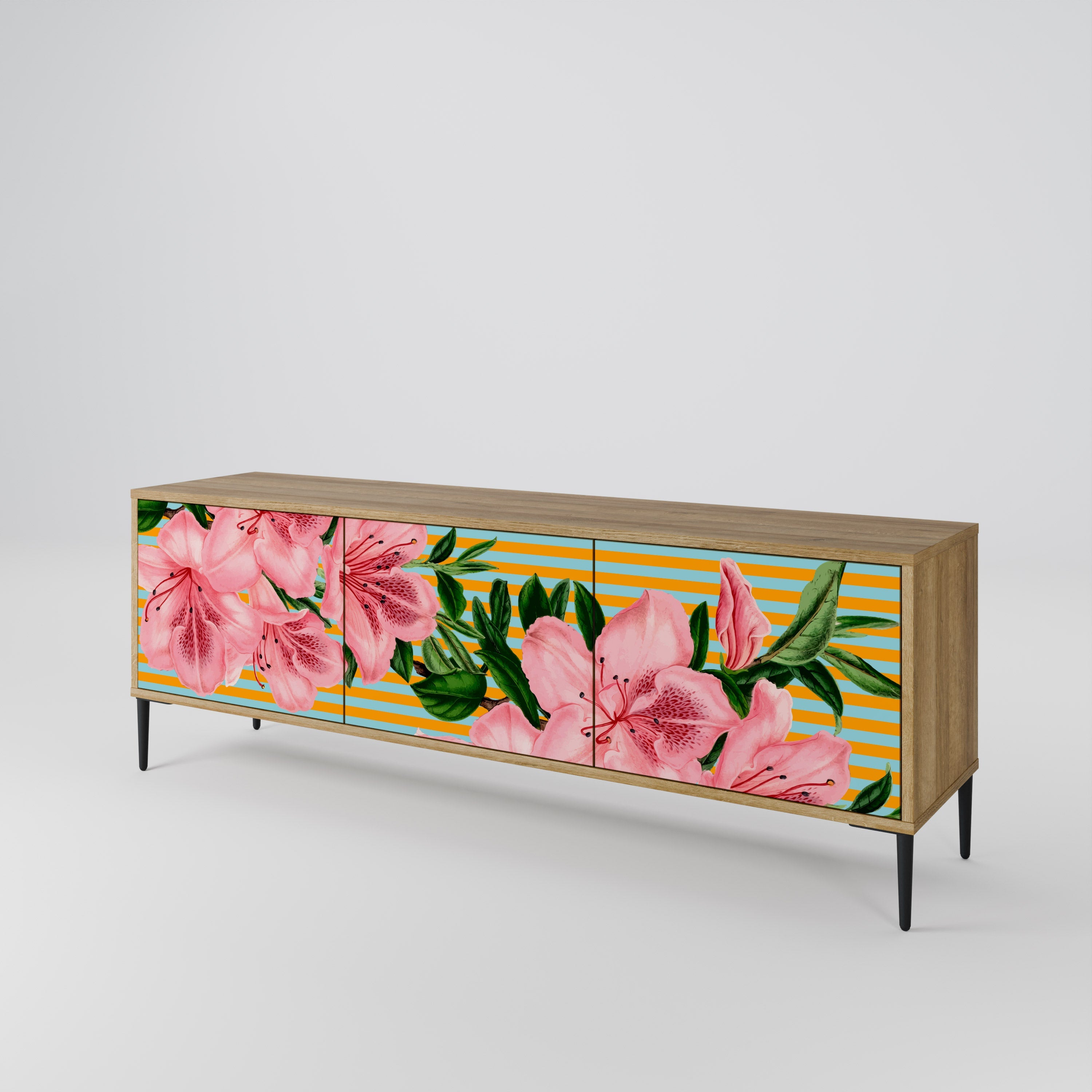 FRAGILE BEAUTY Móvel de TV com 3 Portas em Efeito Carvalho