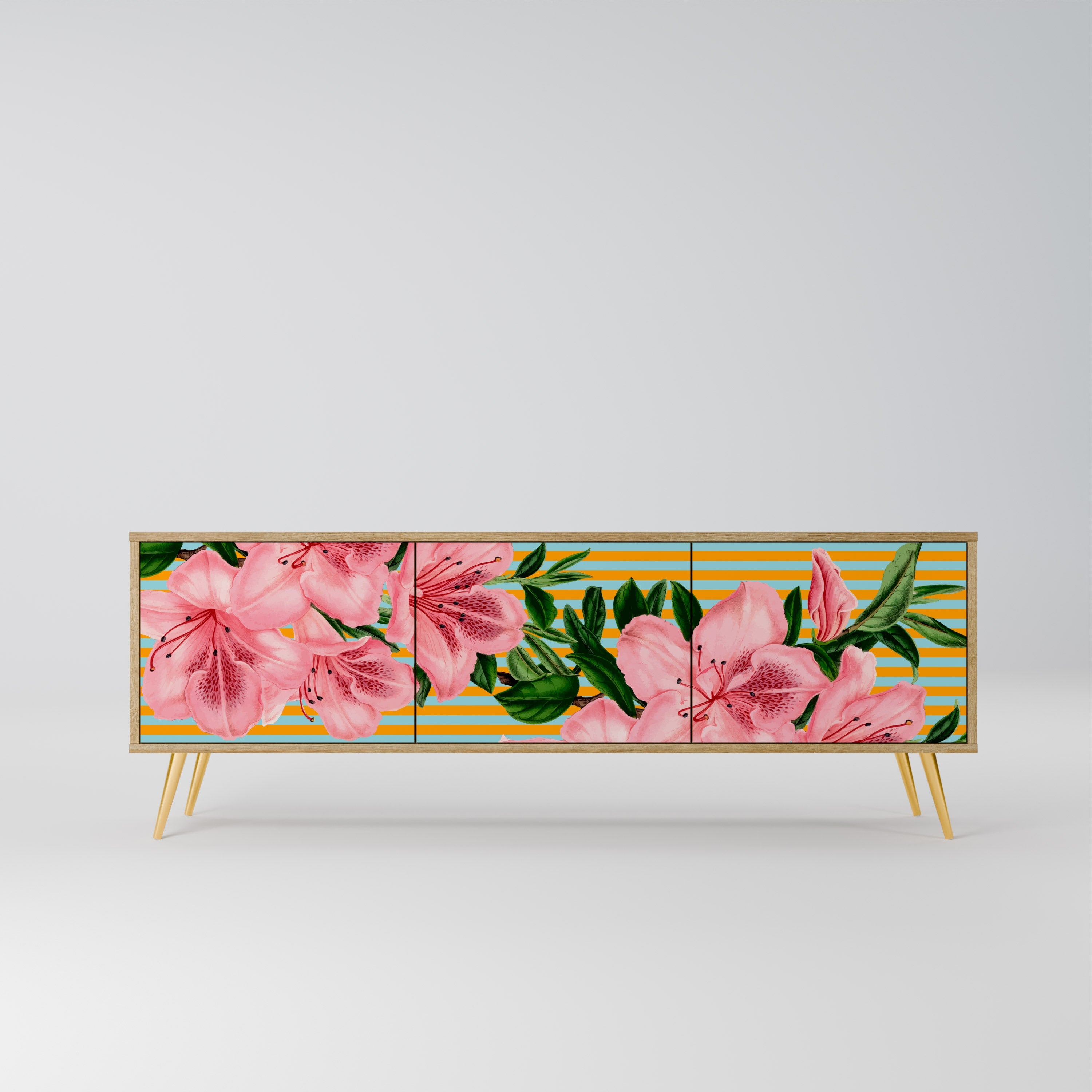 FRAGILE BEAUTY Móvel de TV com 3 Portas em Efeito Carvalho