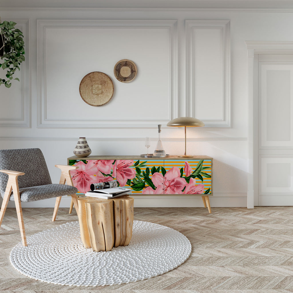 FRAGILE BEAUTY Móvel de TV com 3 Portas em Efeito Carvalho