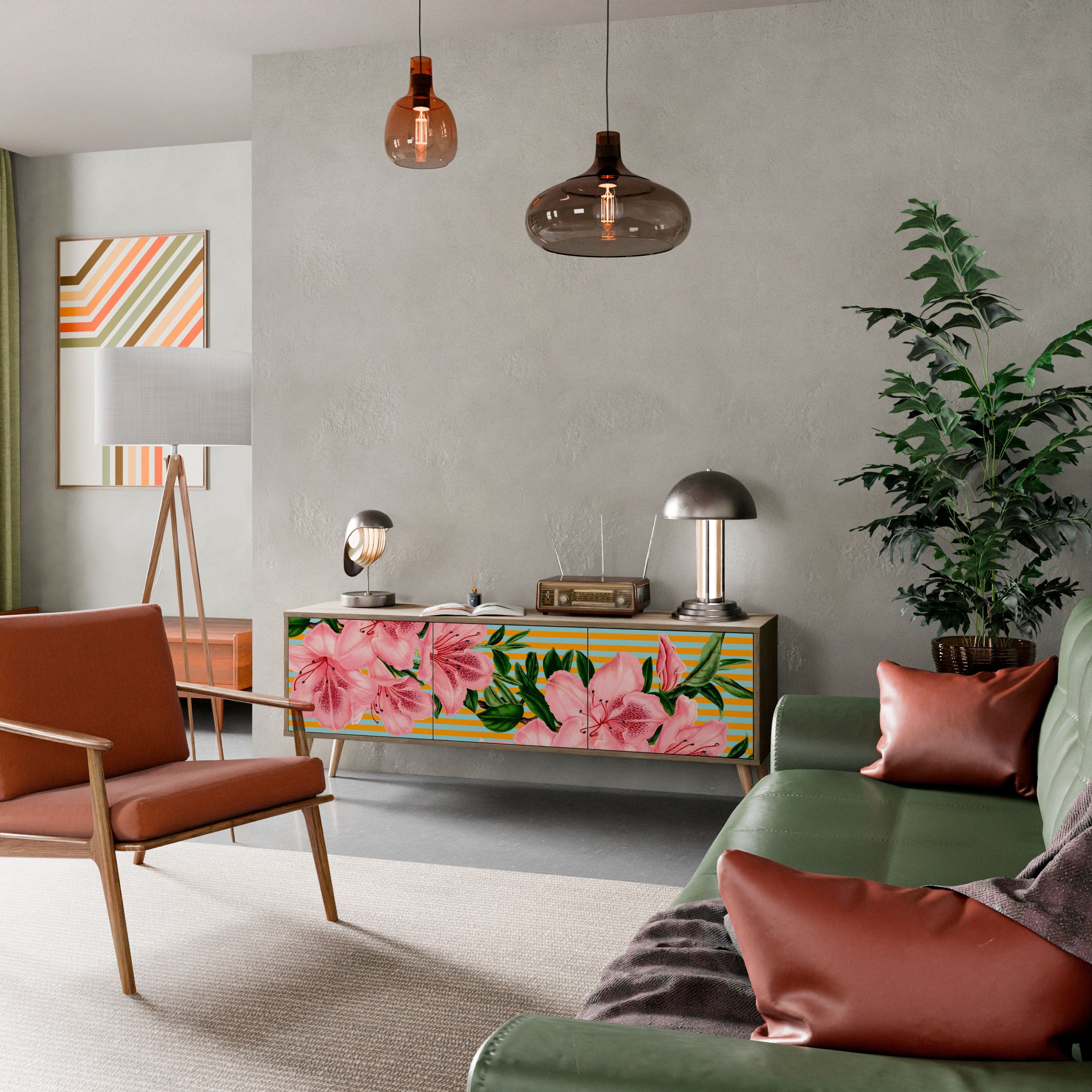 FRAGILE BEAUTY Móvel de TV com 3 Portas em Efeito Carvalho