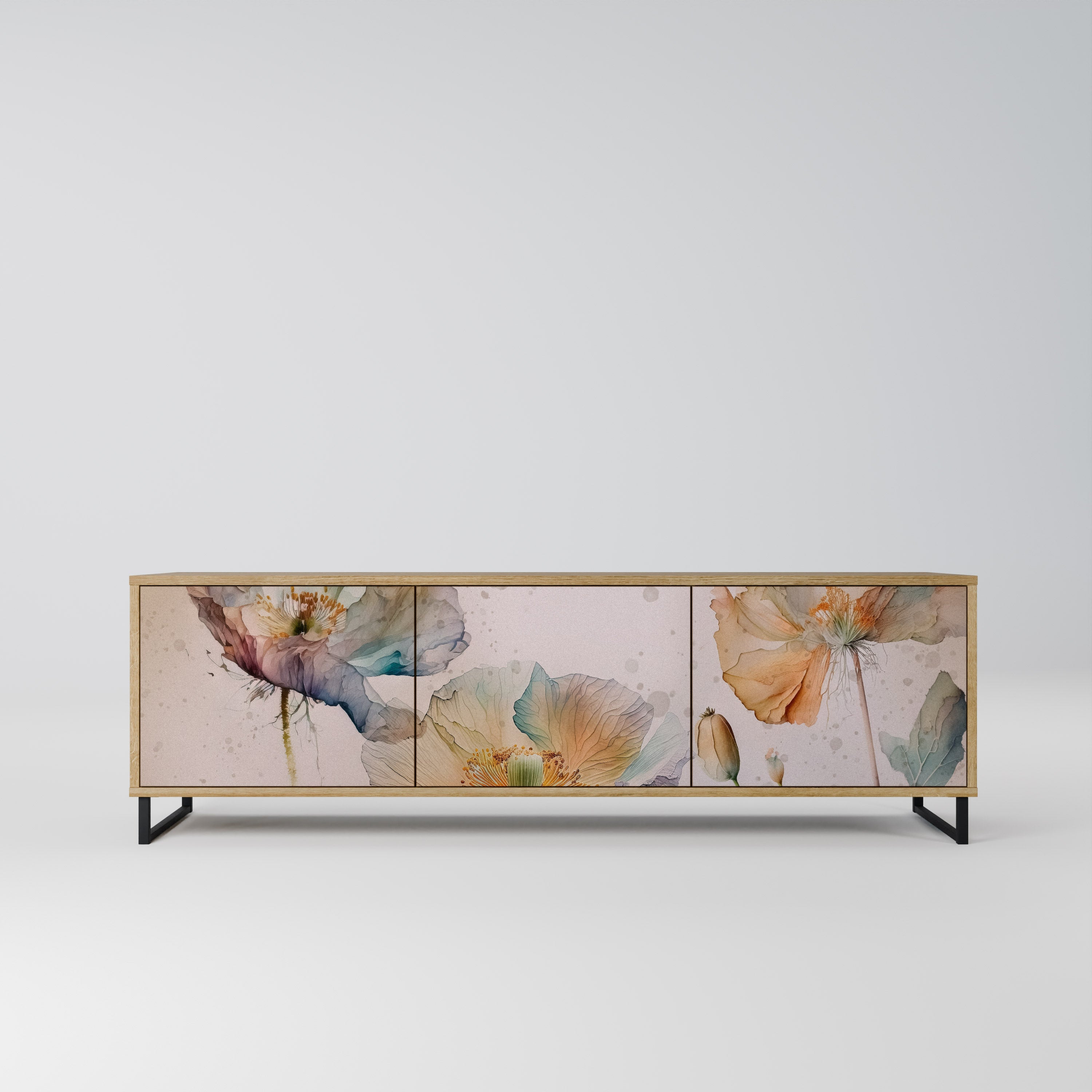 SOFTEN POPPY Móvel de TV com 3 Portas em Efeito Carvalho