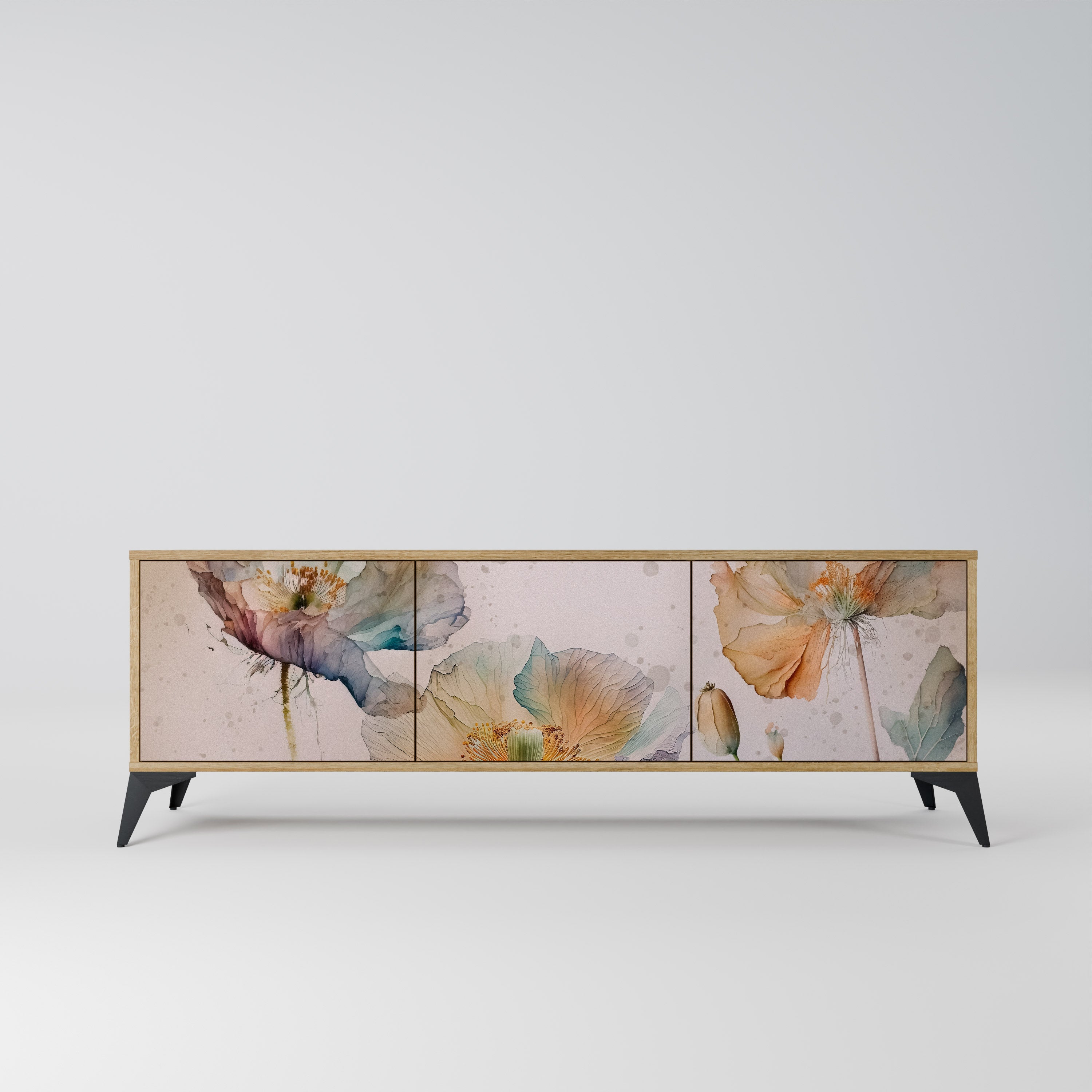 SOFTEN POPPY Móvel de TV com 3 Portas em Efeito Carvalho