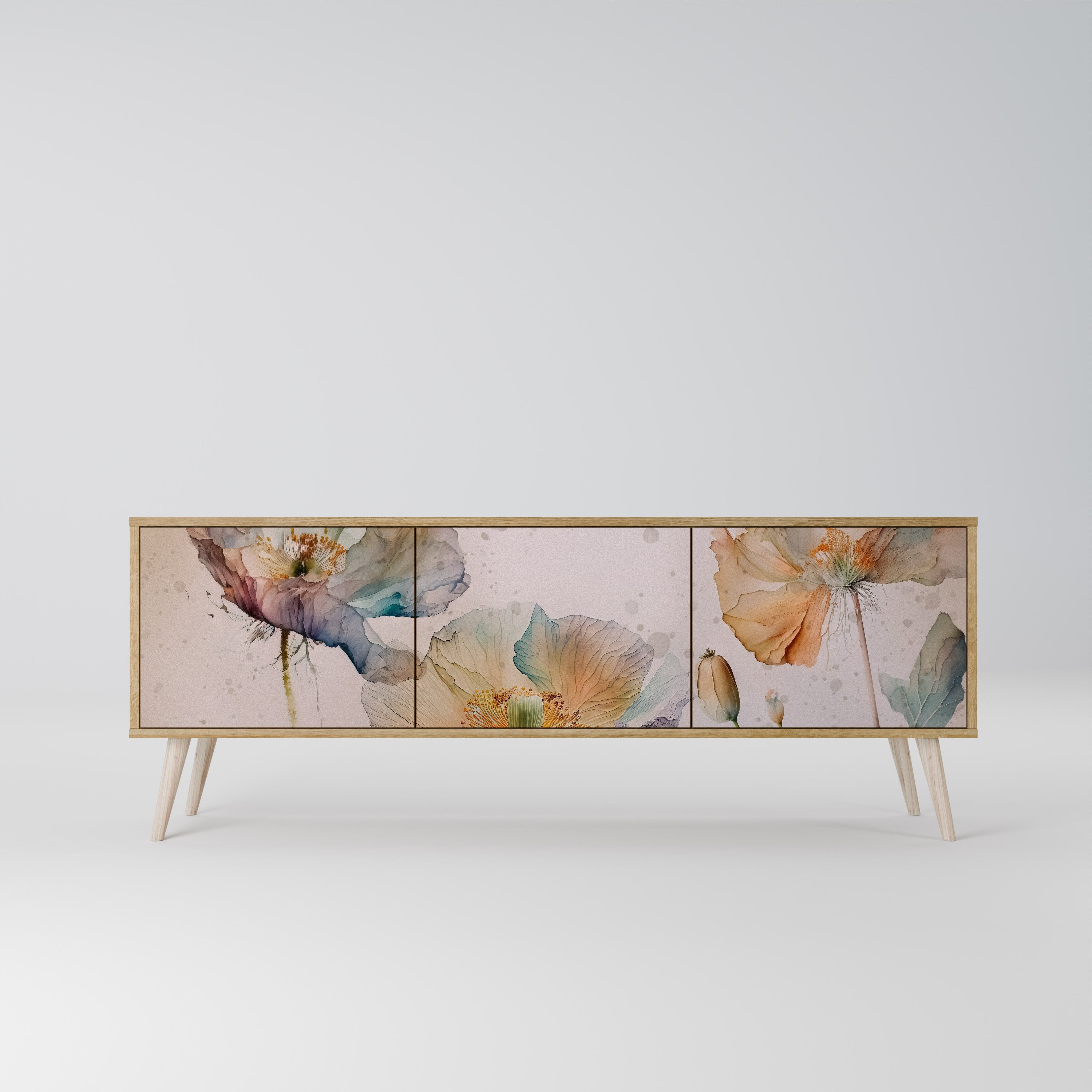 SOFTEN POPPY Móvel de TV com 3 Portas em Efeito Carvalho