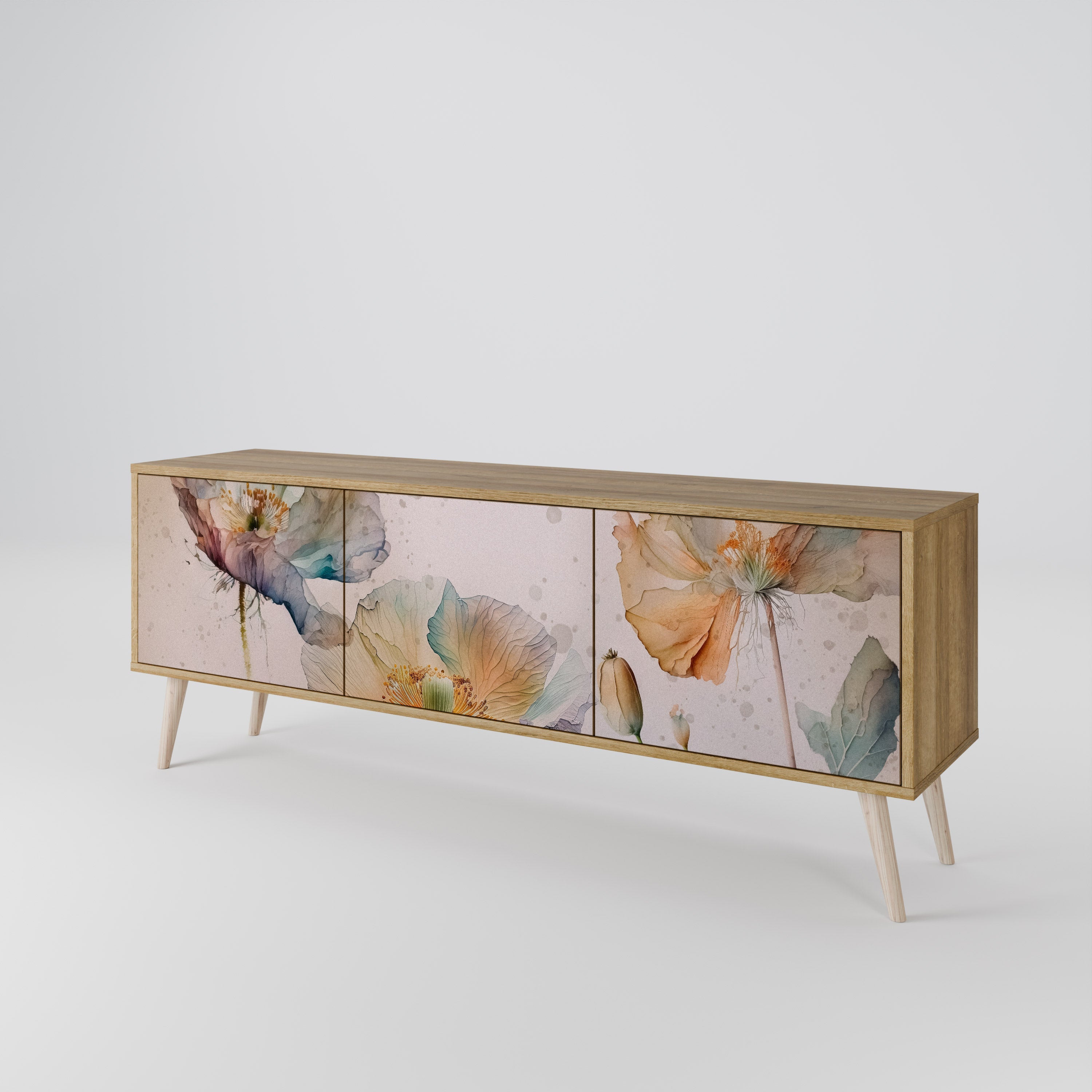 SOFTEN POPPY Móvel de TV com 3 Portas em Efeito Carvalho