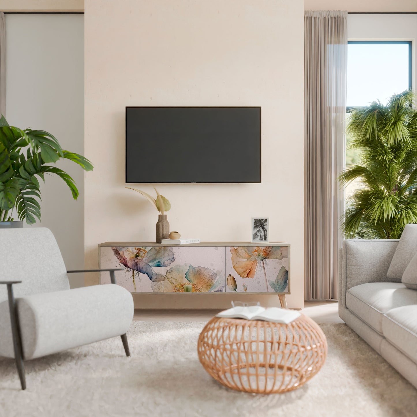 SOFTEN POPPY 3-Door TV Cabinet