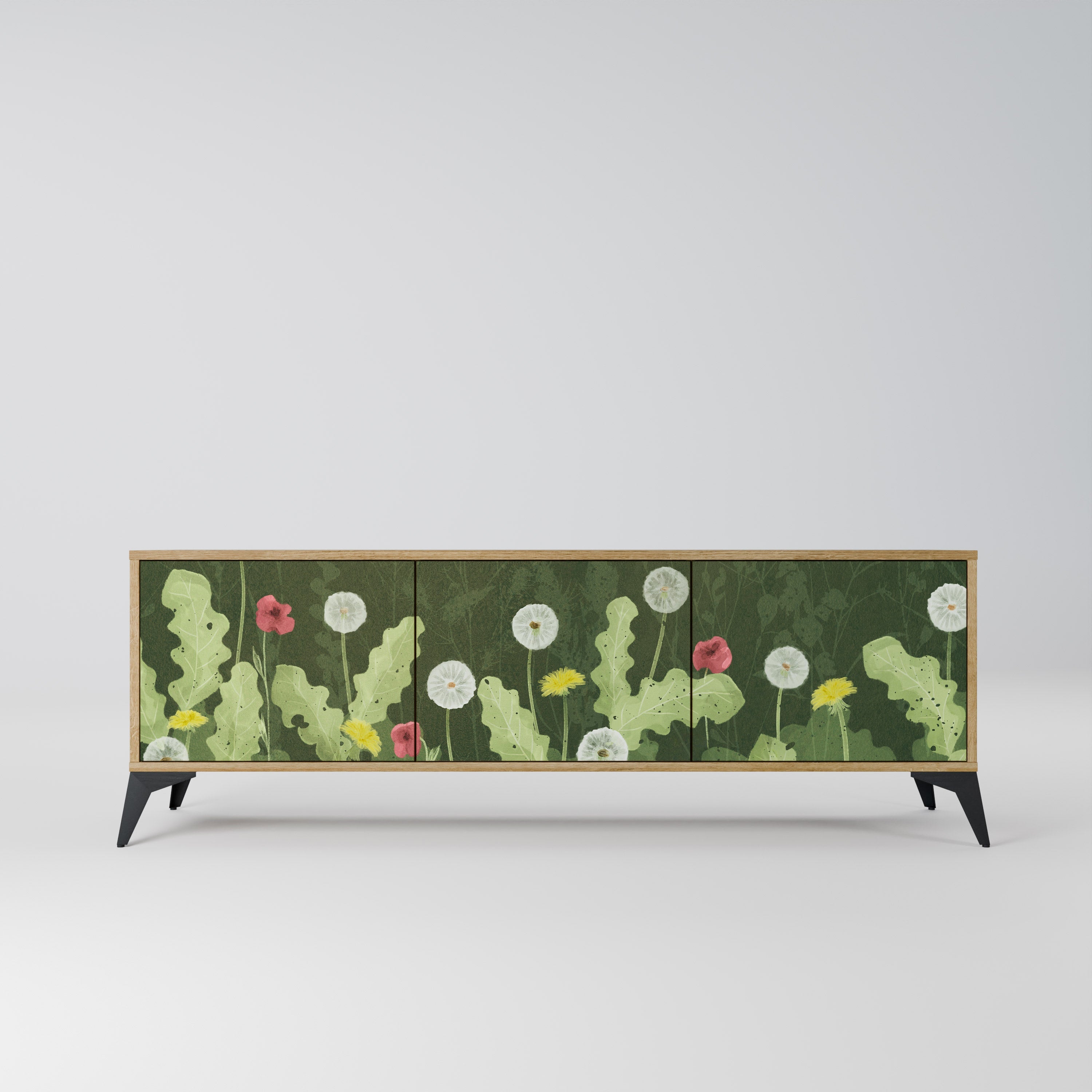 DANDELION AMUSE Móvel de TV com 3 Portas em Efeito Carvalho