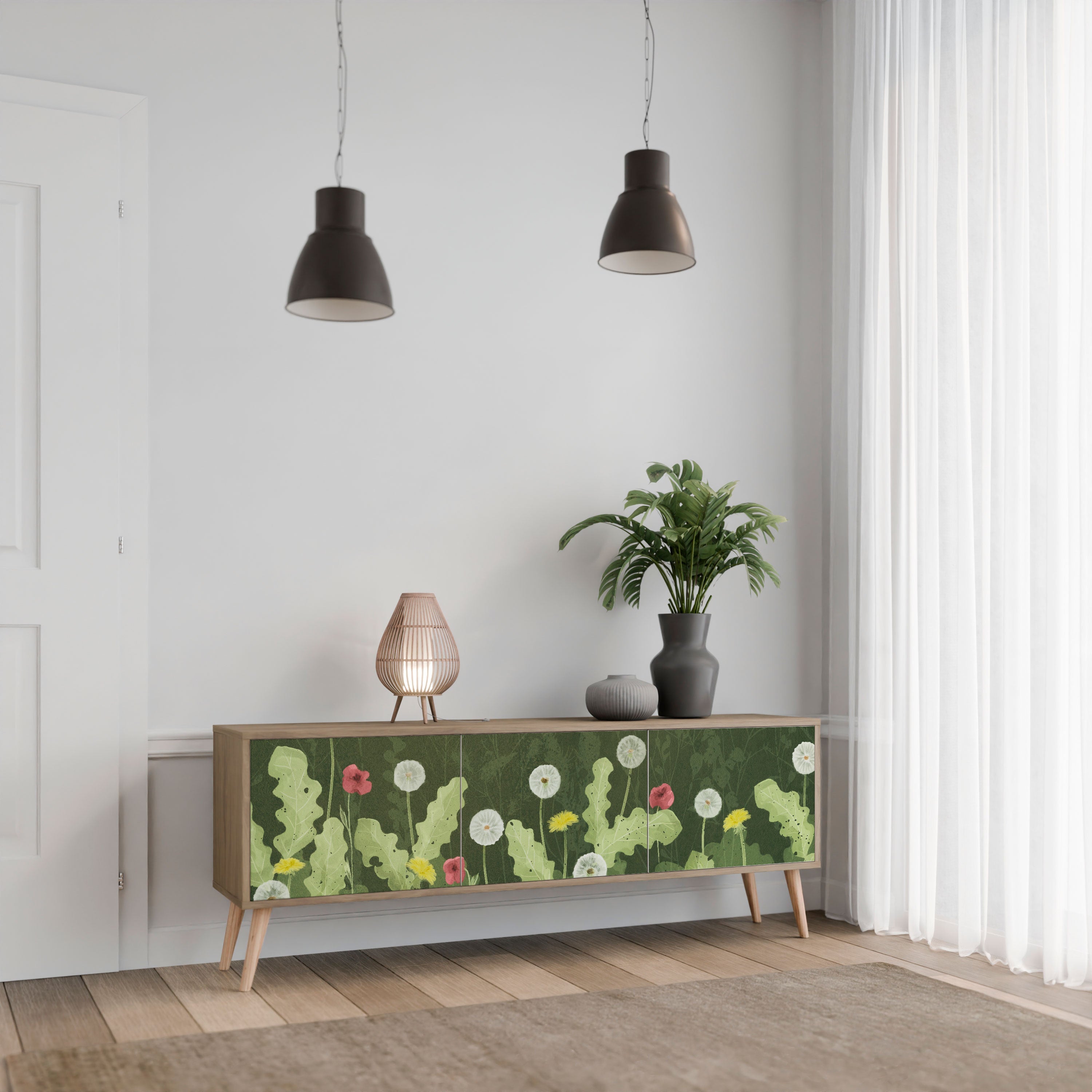 DANDELION AMUSE Móvel de TV com 3 Portas em Efeito Carvalho