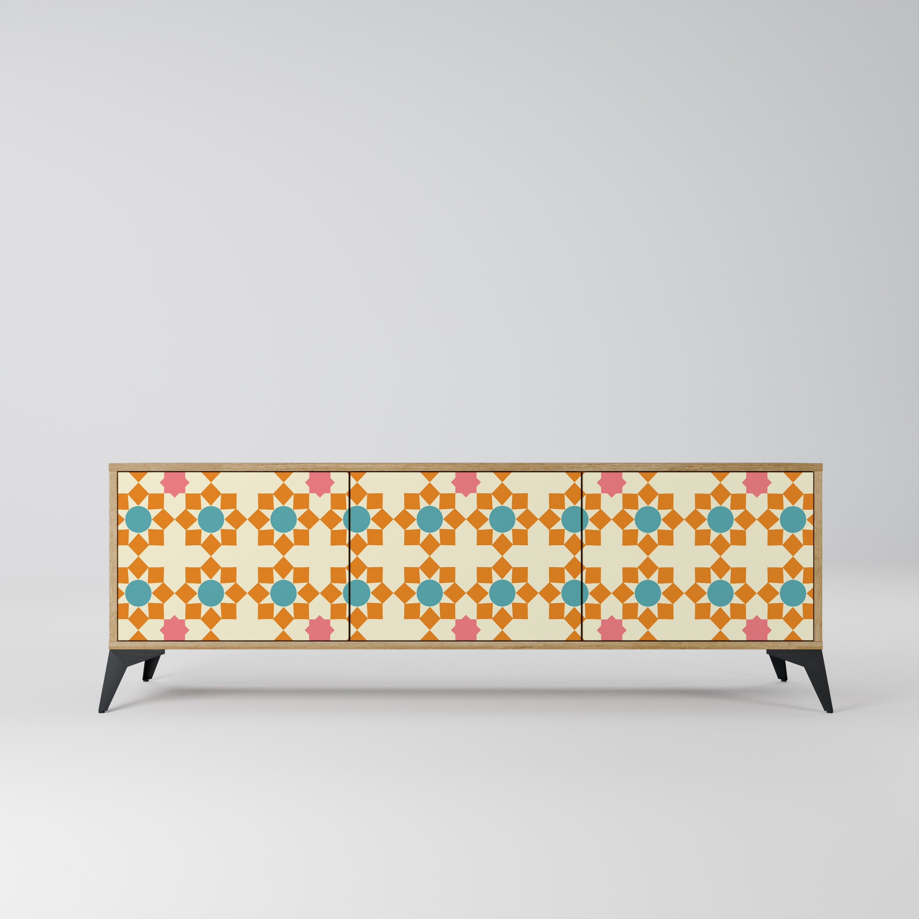 FLORAL DECOR Móvel de TV com 3 Portas em Efeito Carvalho