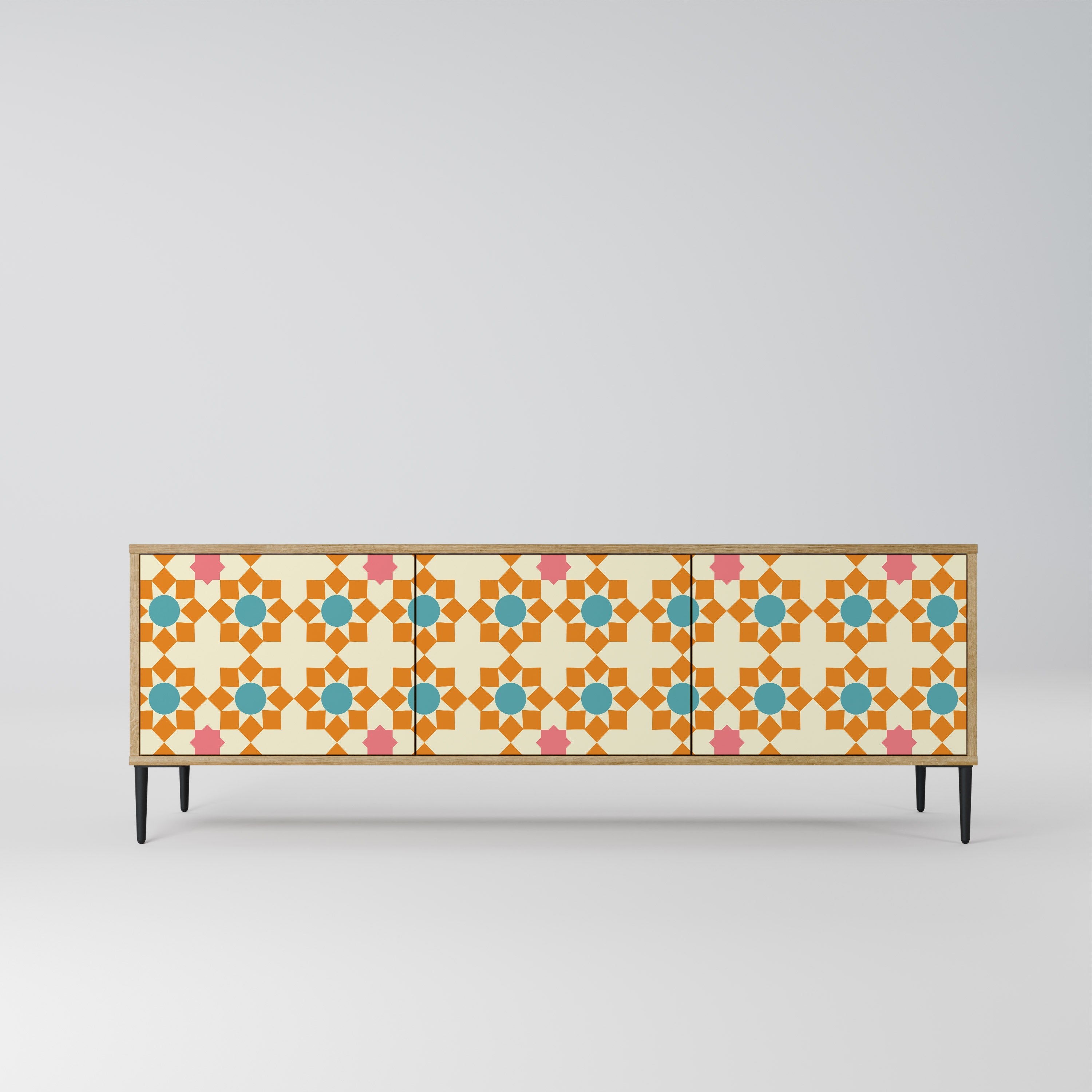 FLORAL DECOR Móvel de TV com 3 Portas em Efeito Carvalho