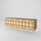 FLORAL DECOR Móvel de TV com 3 Portas em Efeito Carvalho