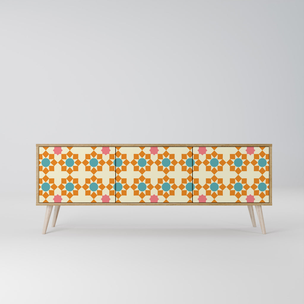 FLORAL DECOR Móvel de TV com 3 Portas em Efeito Carvalho