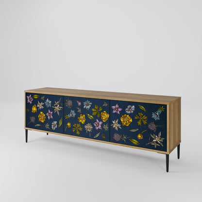 FLOWERS ON NAVY BLUE Móvel de TV de 3 Portas