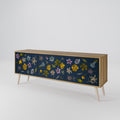 FLOWERS ON NAVY BLUE Móvel de TV de 3 Portas