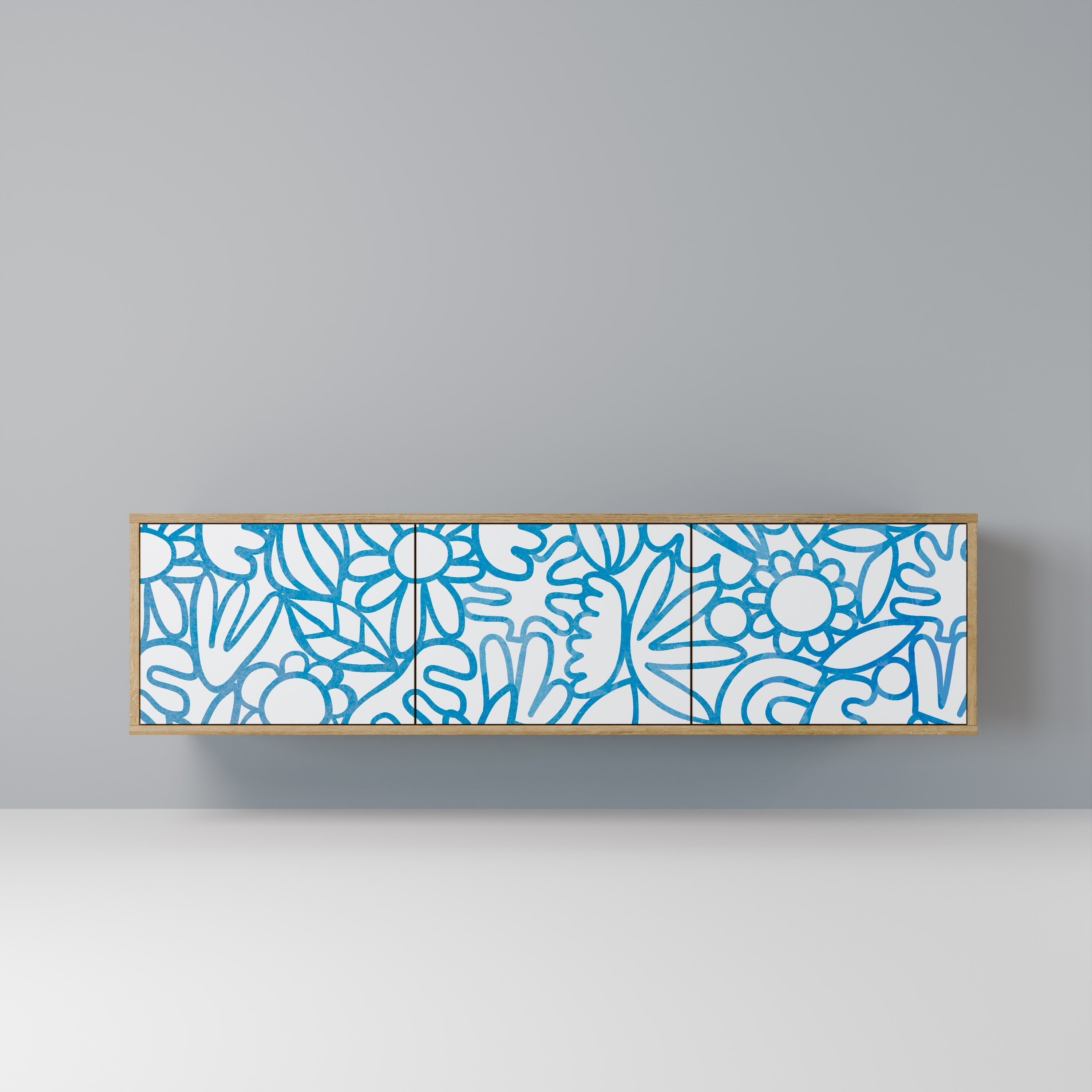 BLOOMY MORNING Móvel de TV com 3 Portas em Efeito Carvalho