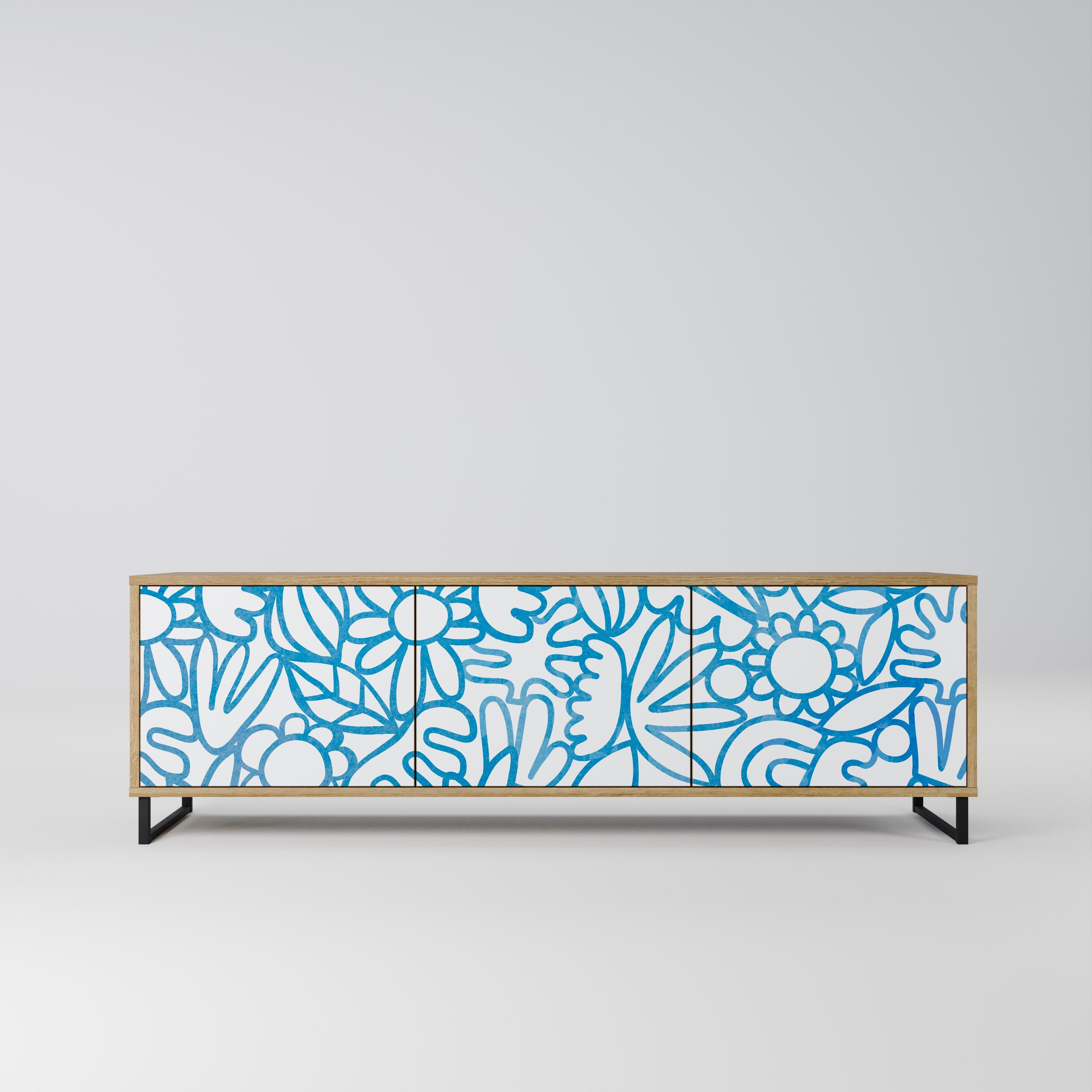 BLOOMY MORNING Móvel de TV com 3 Portas em Efeito Carvalho