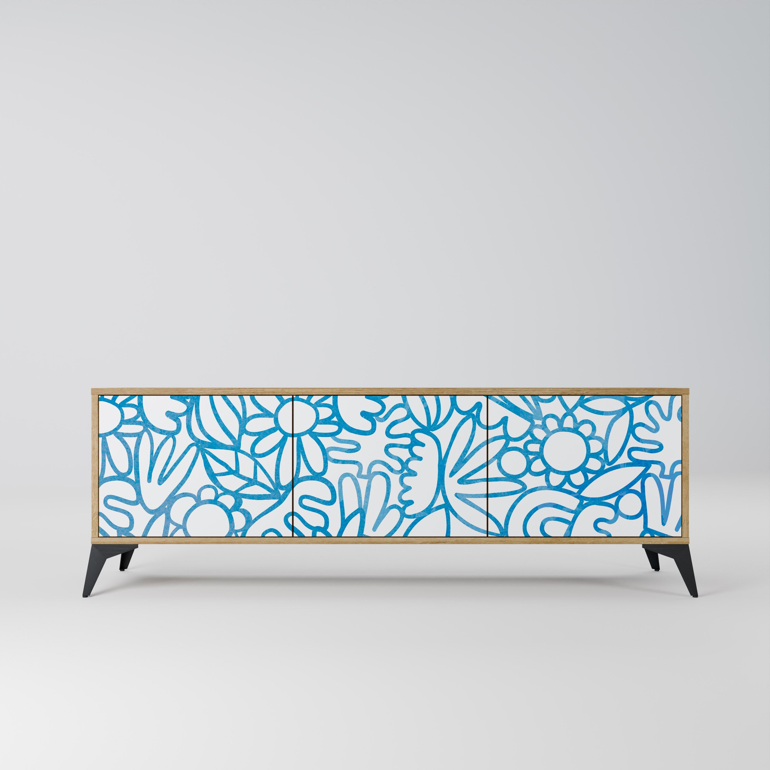 BLOOMY MORNING Móvel de TV com 3 Portas em Efeito Carvalho