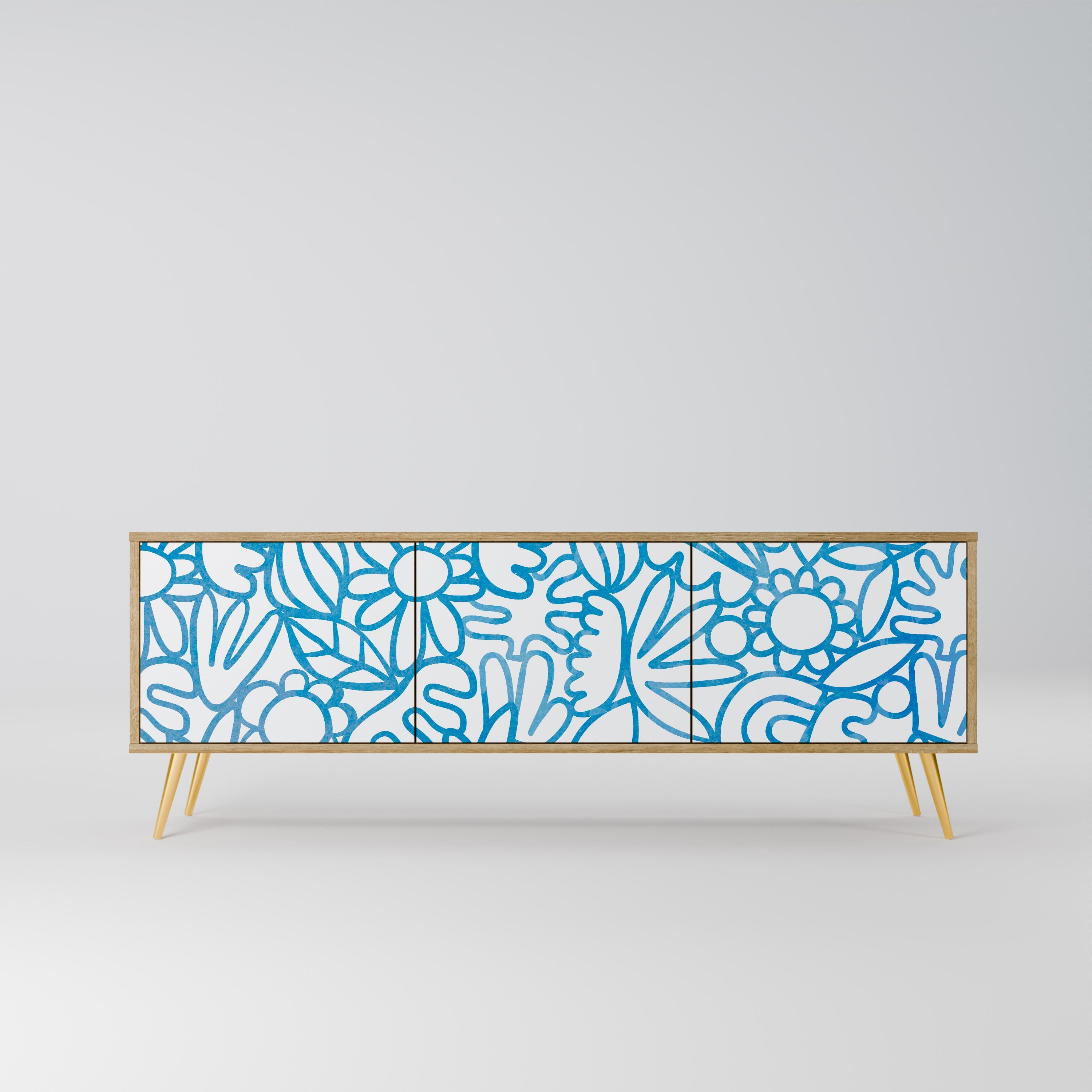 BLOOMY MORNING Móvel de TV com 3 Portas em Efeito Carvalho