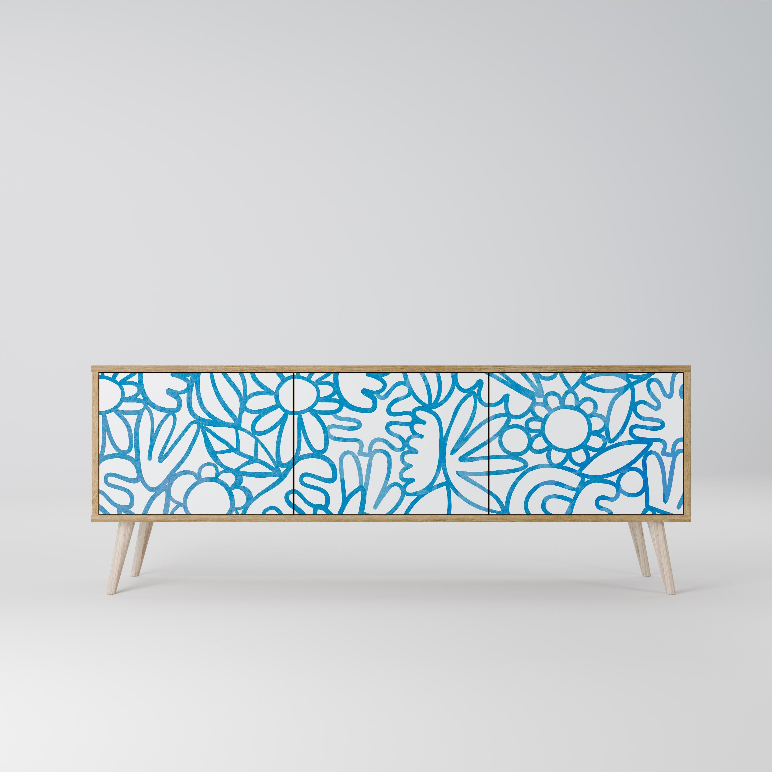 BLOOMY MORNING Móvel de TV com 3 Portas em Efeito Carvalho