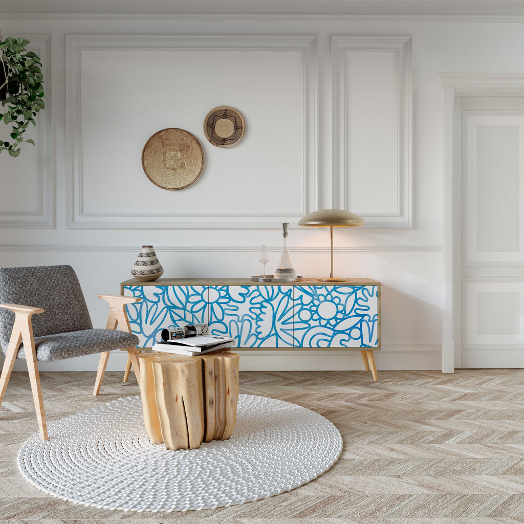 BLOOMY MORNING Móvel de TV com 3 Portas em Efeito Carvalho