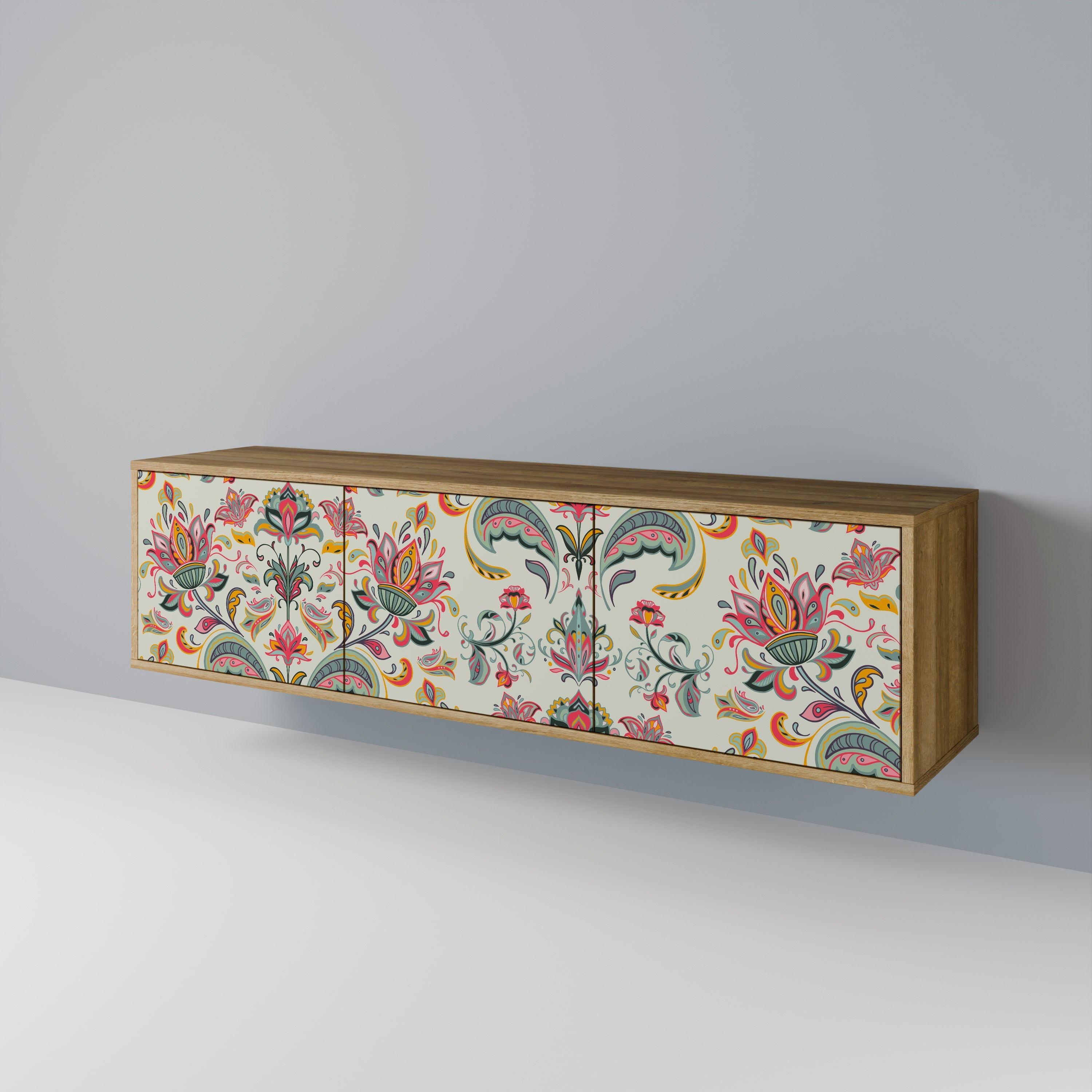 ORGANIC FOLKLORE Móvel de TV com 3 Portas em Efeito Carvalho