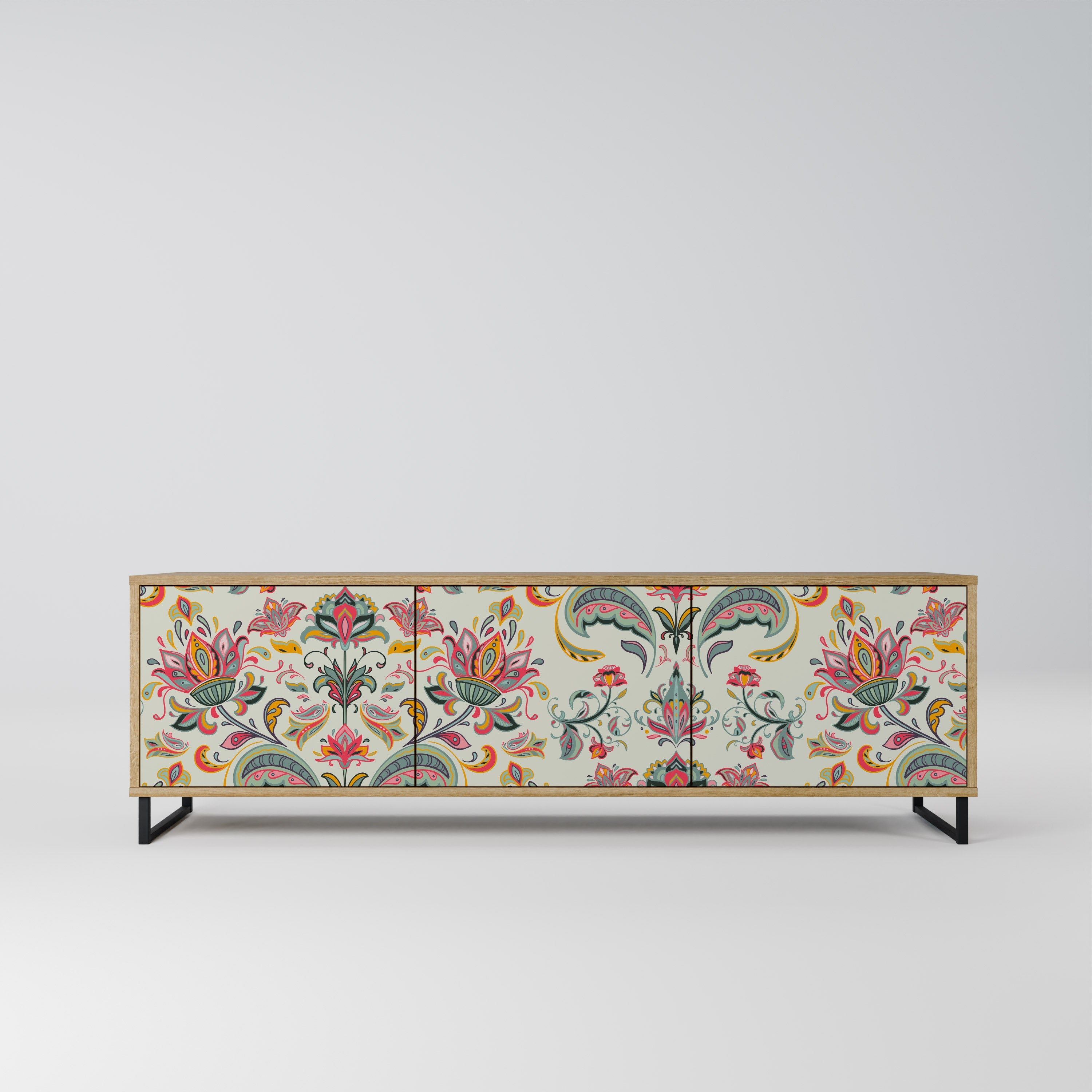 ORGANIC FOLKLORE Móvel de TV com 3 Portas em Efeito Carvalho