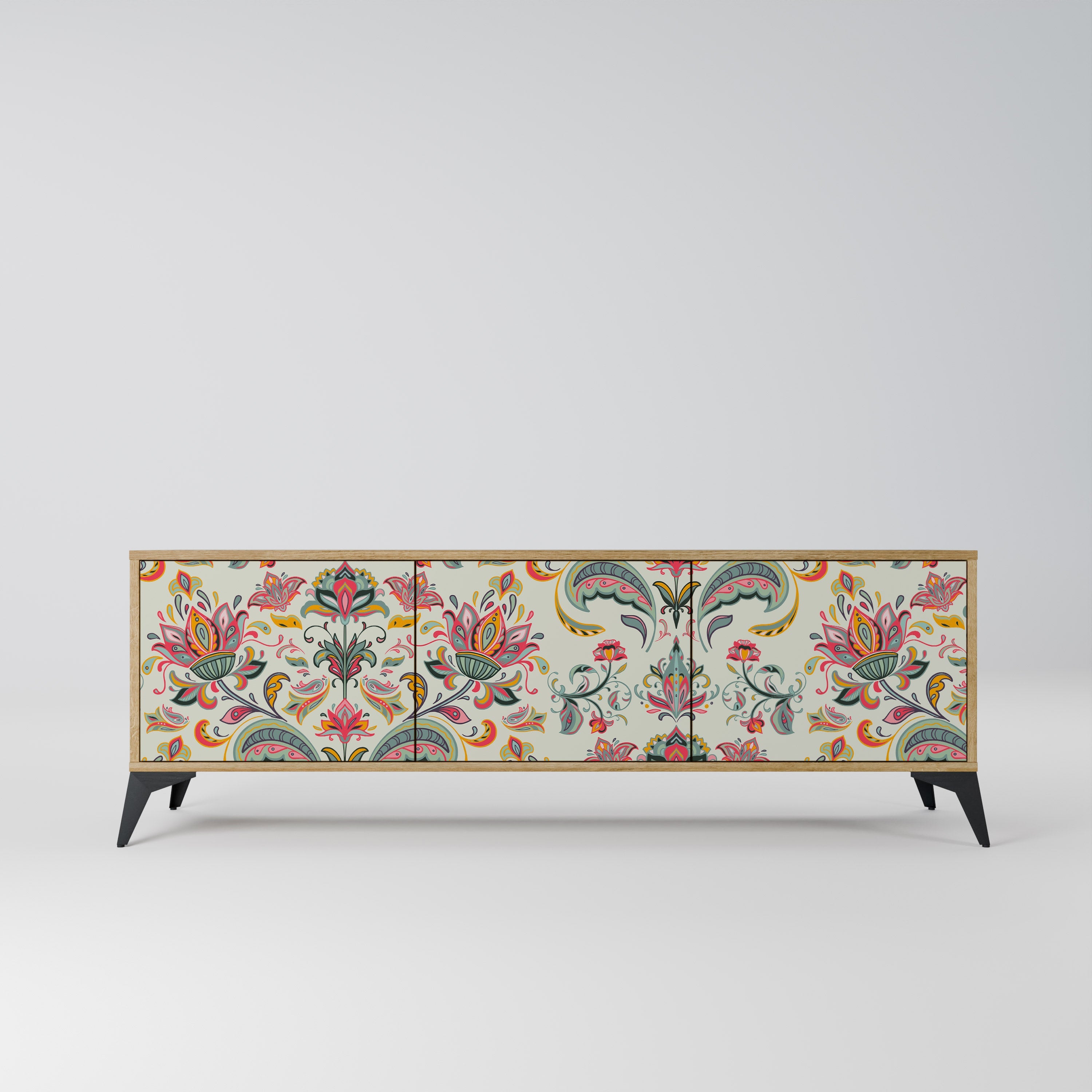 ORGANIC FOLKLORE Móvel de TV com 3 Portas em Efeito Carvalho