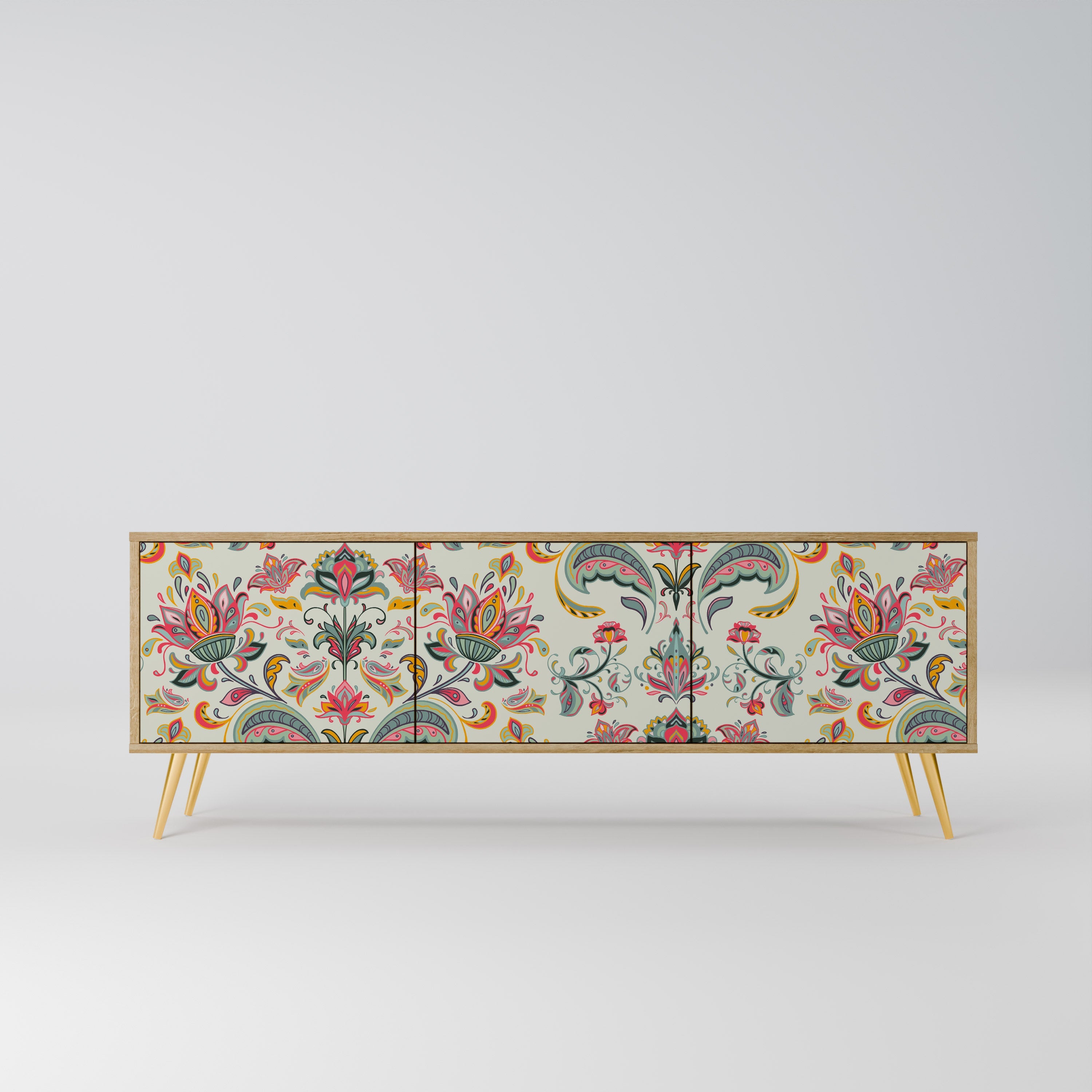 ORGANIC FOLKLORE Móvel de TV com 3 Portas em Efeito Carvalho