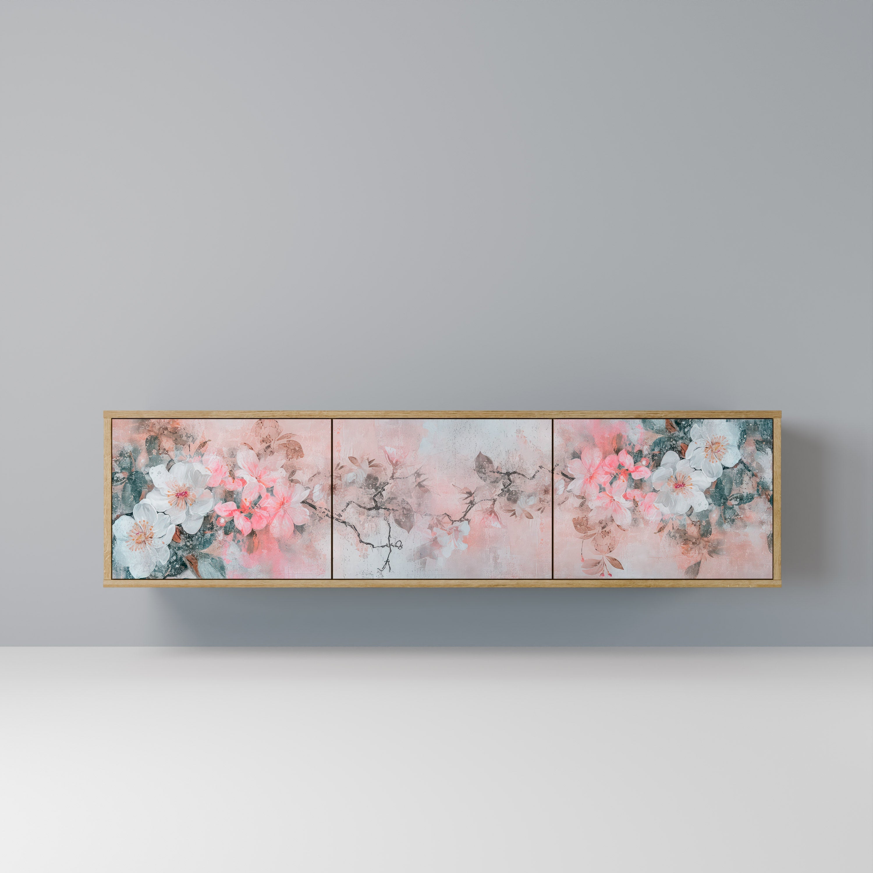 CHERRY BLOSSOM Móvel de TV com 3 Portas em Efeito Carvalho