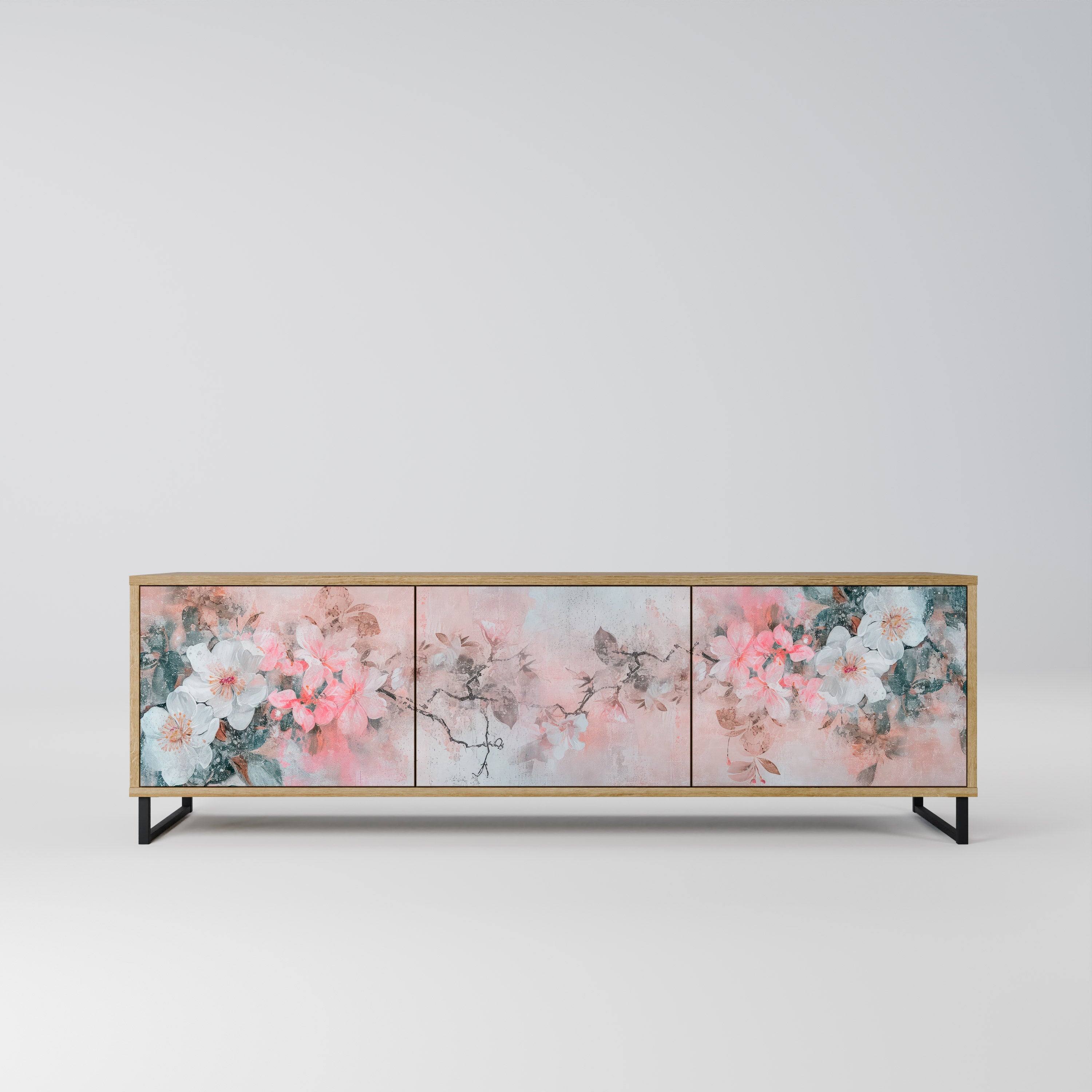 CHERRY BLOSSOM Móvel de TV com 3 Portas em Efeito Carvalho