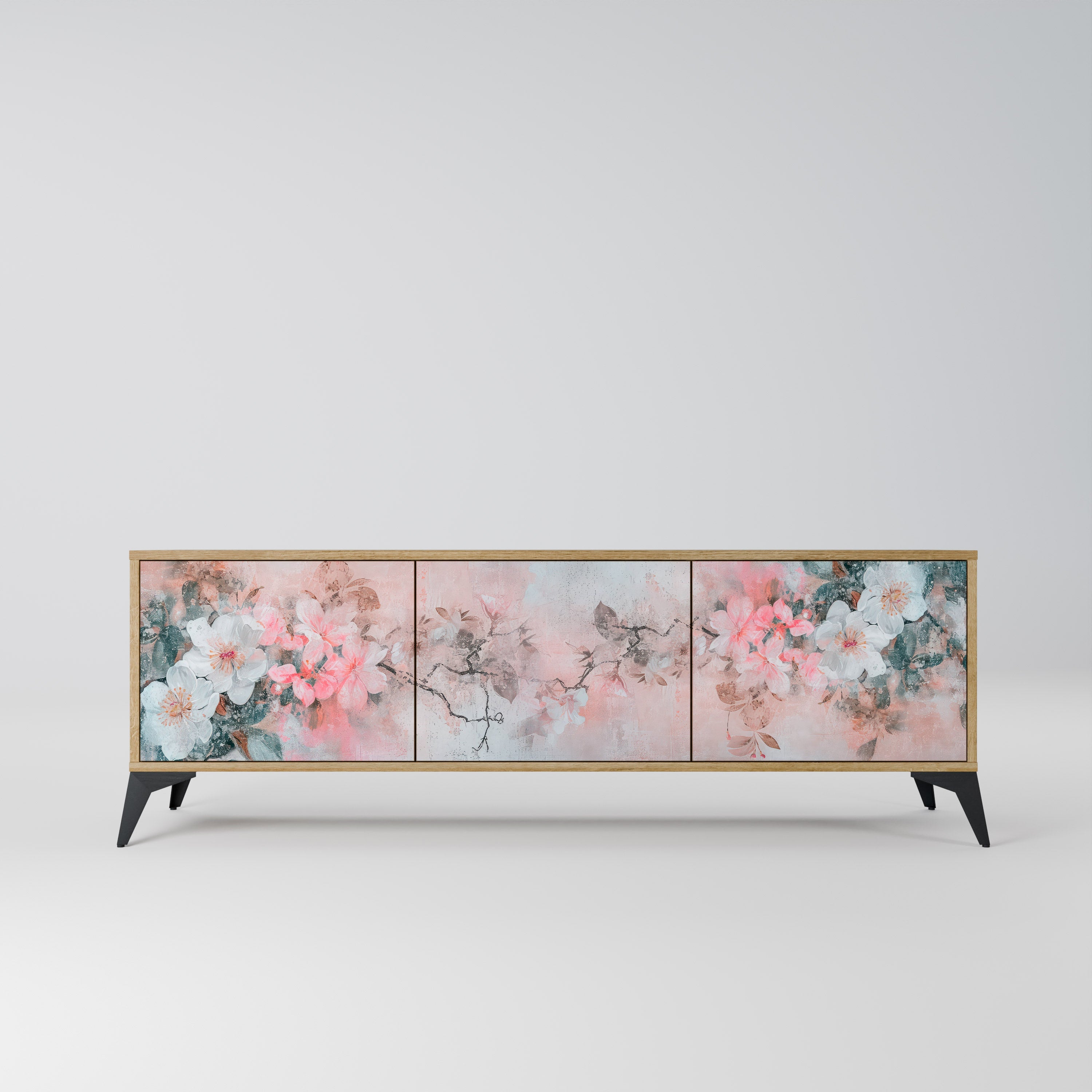 CHERRY BLOSSOM Móvel de TV com 3 Portas em Efeito Carvalho