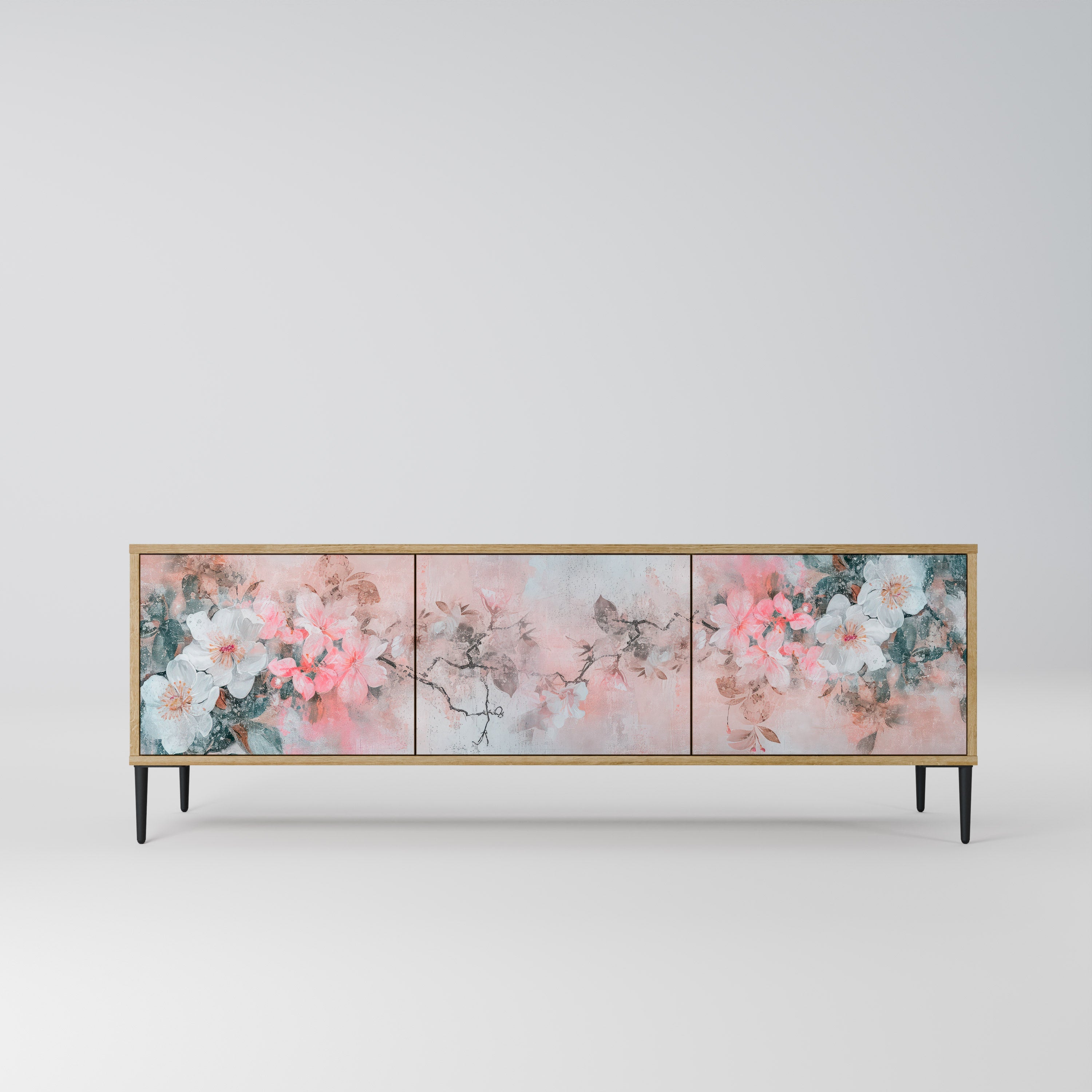 CHERRY BLOSSOM Móvel de TV com 3 Portas em Efeito Carvalho