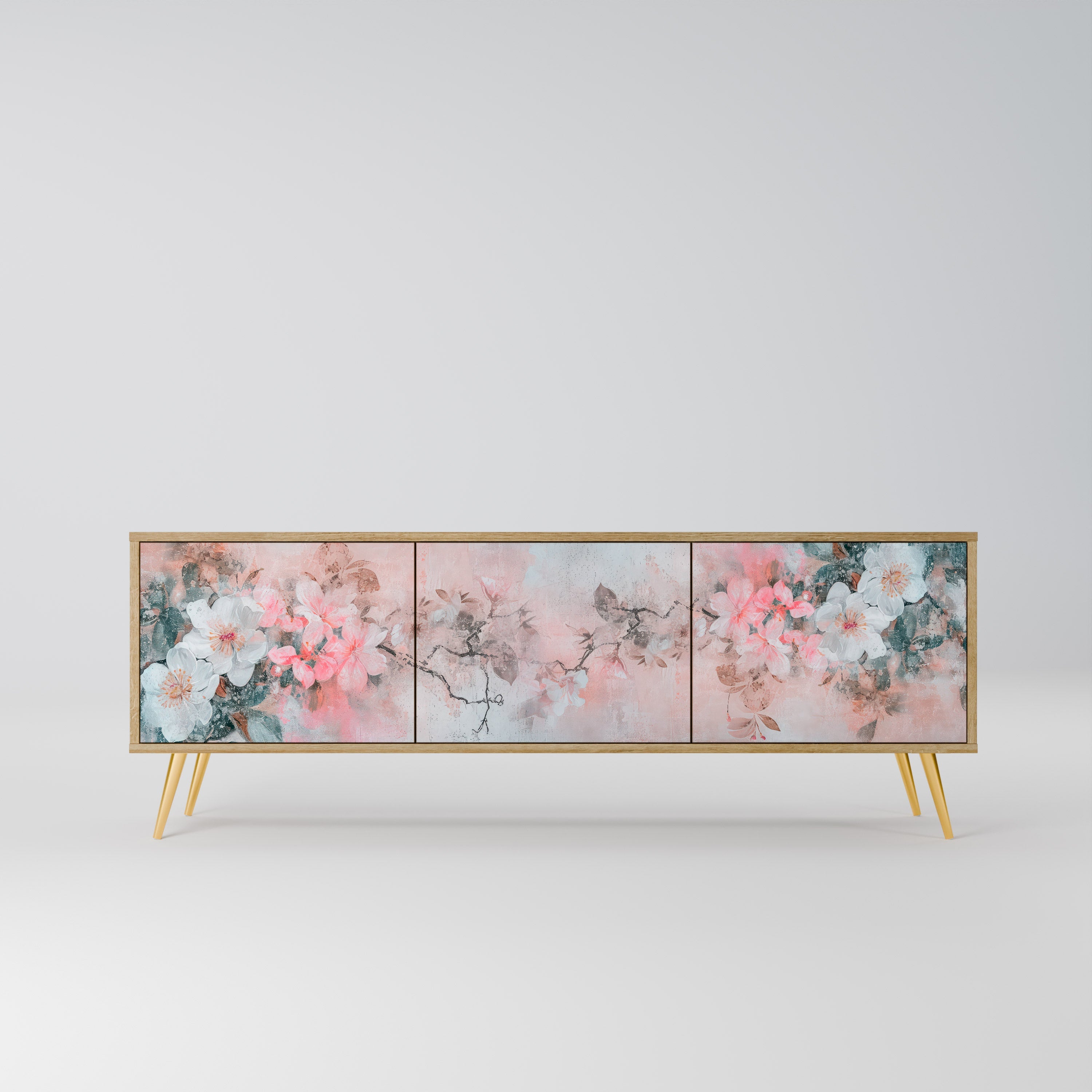 CHERRY BLOSSOM Móvel de TV com 3 Portas em Efeito Carvalho