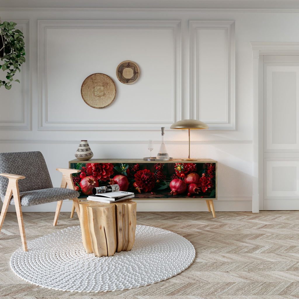 DAHLIAS AND POMEGRANATES Móvel de TV com 3 Portas em Efeito Carvalho