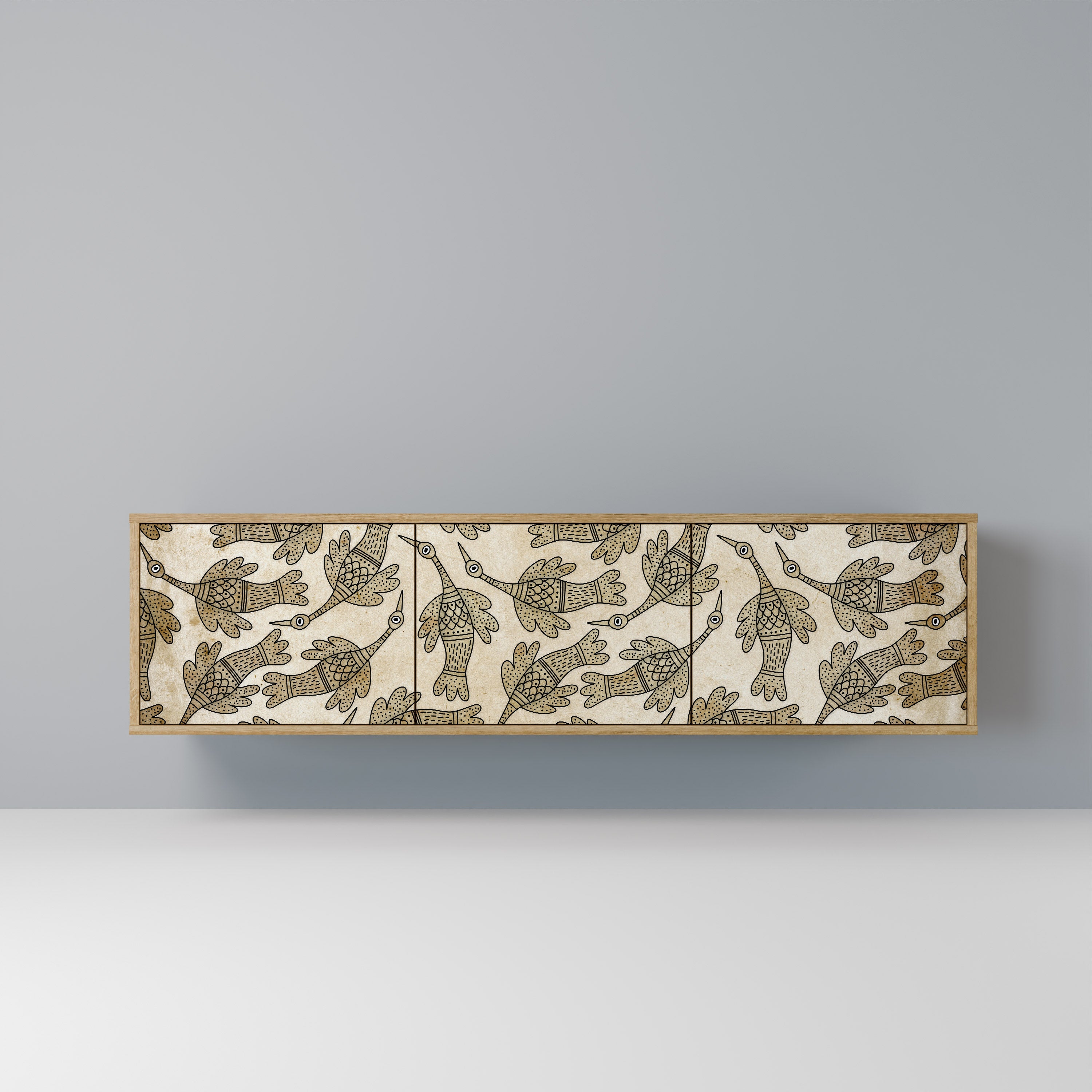 ALMONDINE SONGBIRD Móvel de TV com 3 Portas em Efeito Carvalho