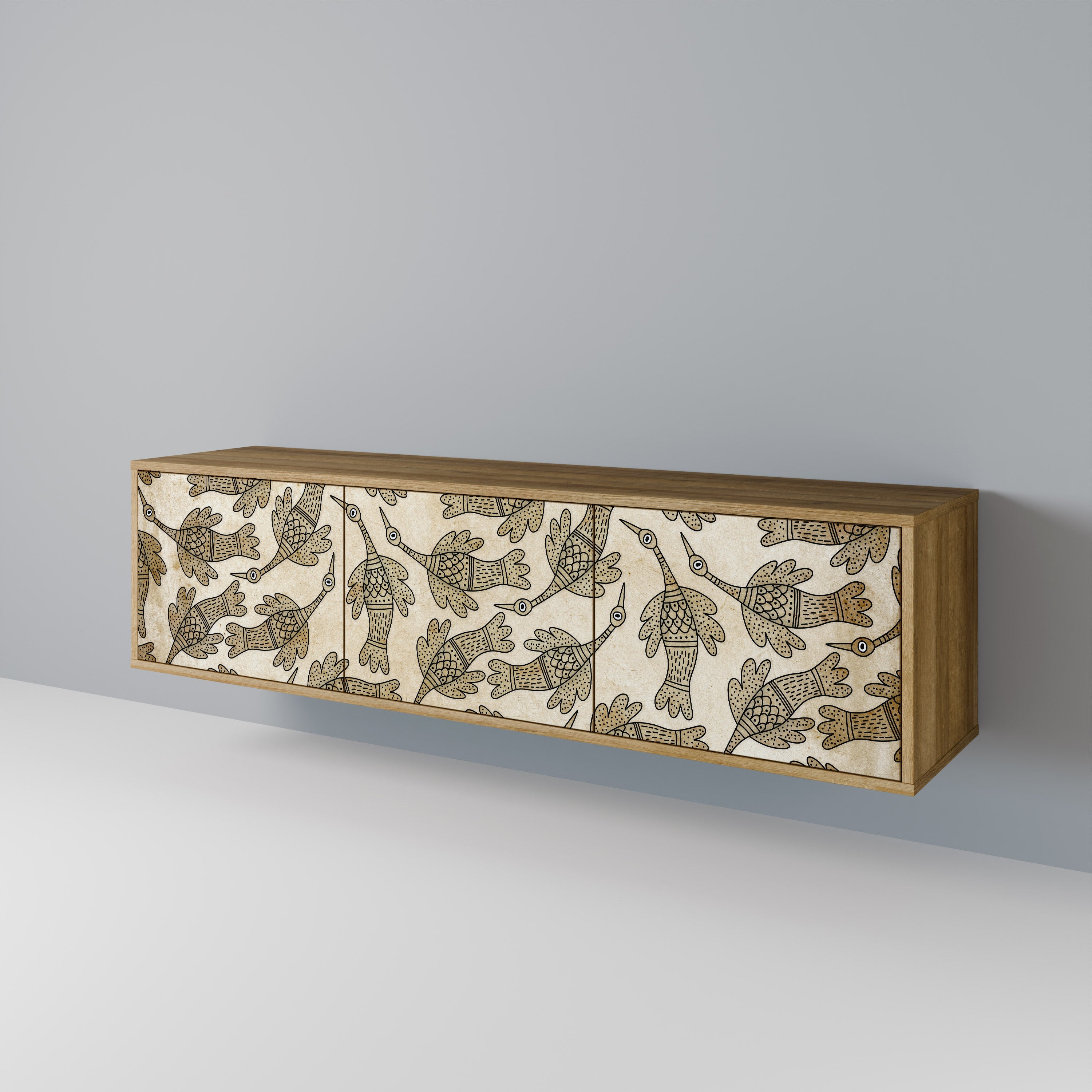 ALMONDINE SONGBIRD Móvel de TV com 3 Portas em Efeito Carvalho