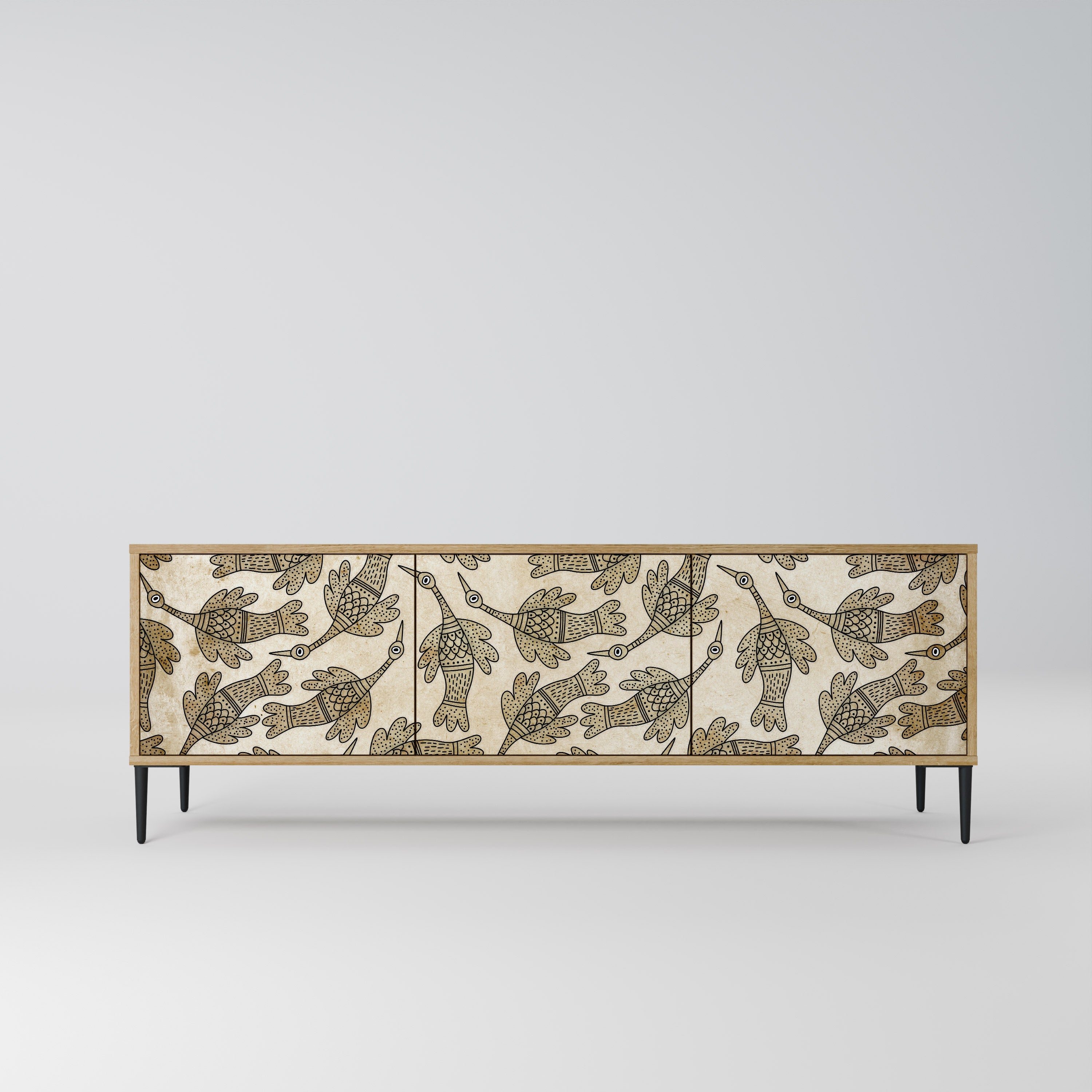 ALMONDINE SONGBIRD Móvel de TV com 3 Portas em Efeito Carvalho