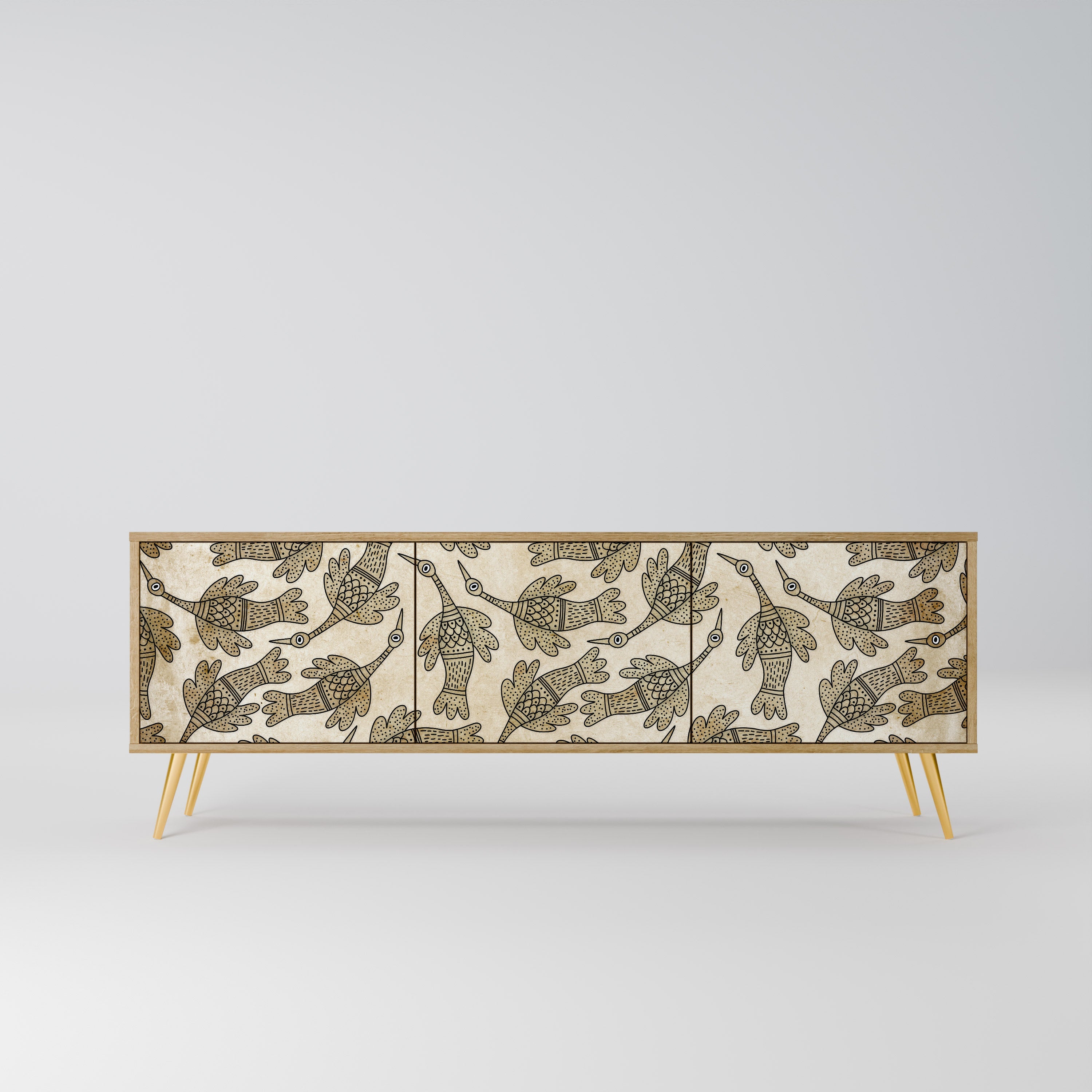 ALMONDINE SONGBIRD Móvel de TV com 3 Portas em Efeito Carvalho